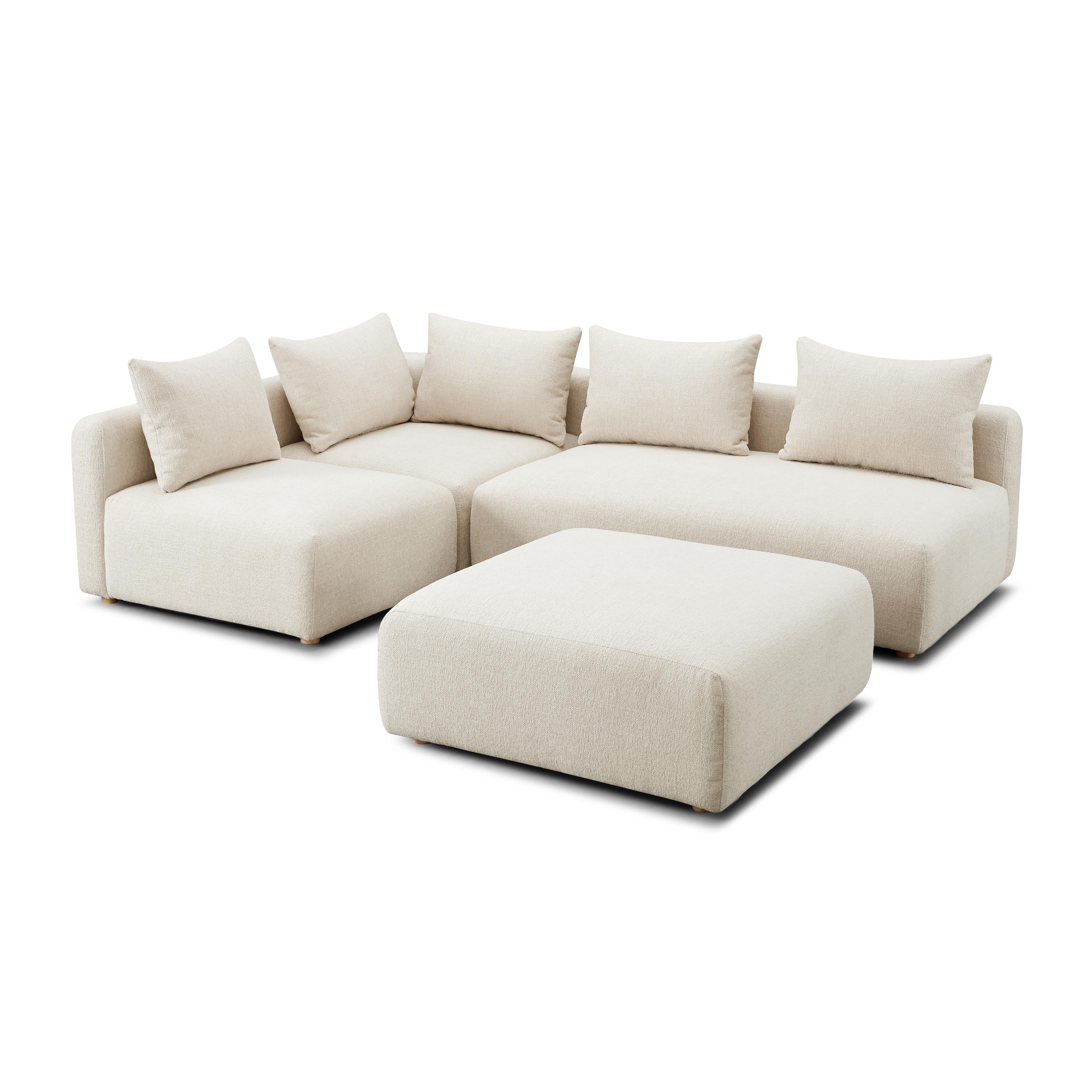 Hangover Heavy Textured Fabric 4-Piece Modular Chaise Sectional - Image 3