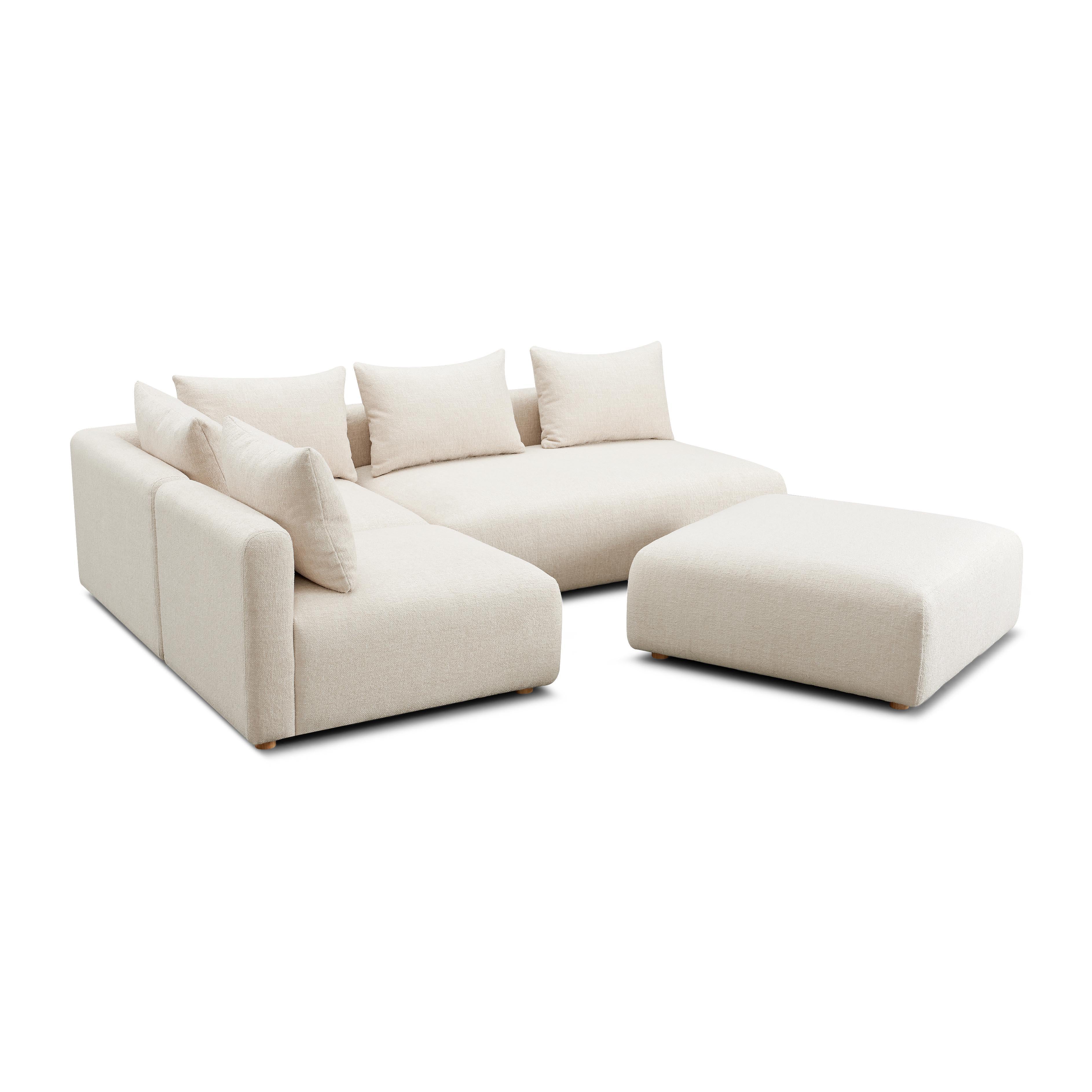 Hangover Heavy Textured Fabric 4-Piece Modular Chaise Sectional - Image 4
