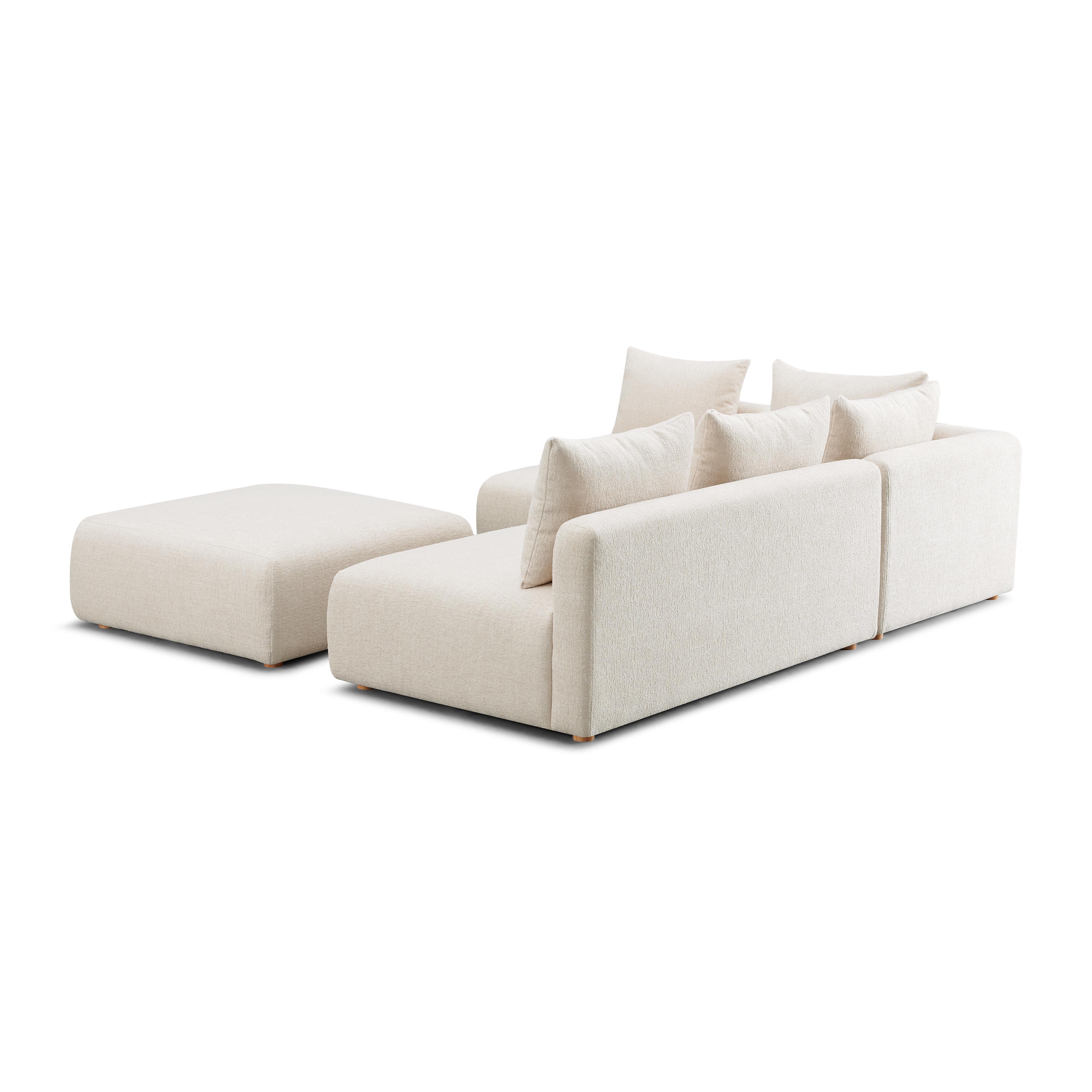 Hangover Heavy Textured Fabric 4-Piece Modular Chaise Sectional - Image 5