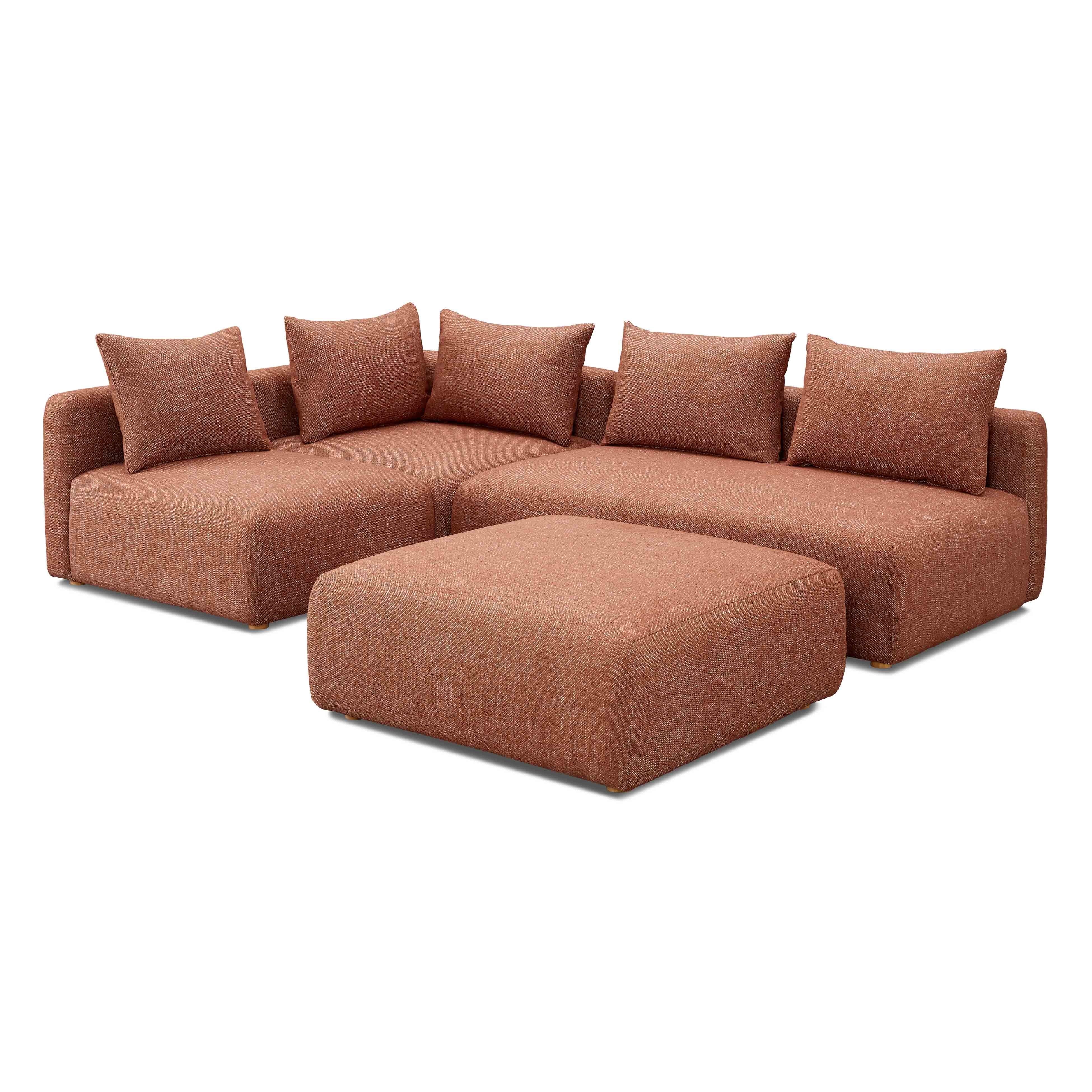 Hangover Heavy Textured Fabric 4-Piece Modular Chaise Sectional - Image 9