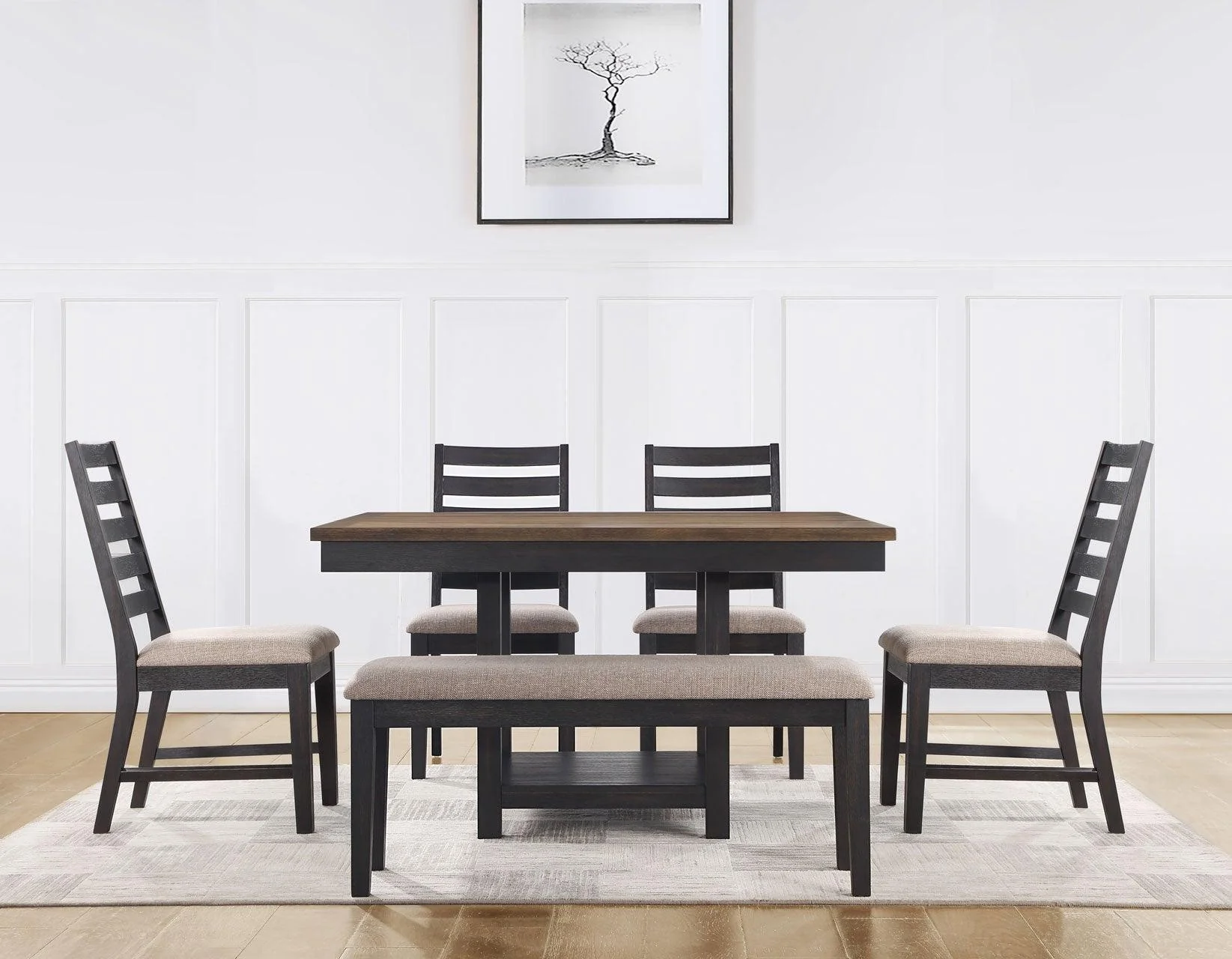 Harington 6-Piece Dining Set(Table,Bench & 4 Side Chairs) - Image 25