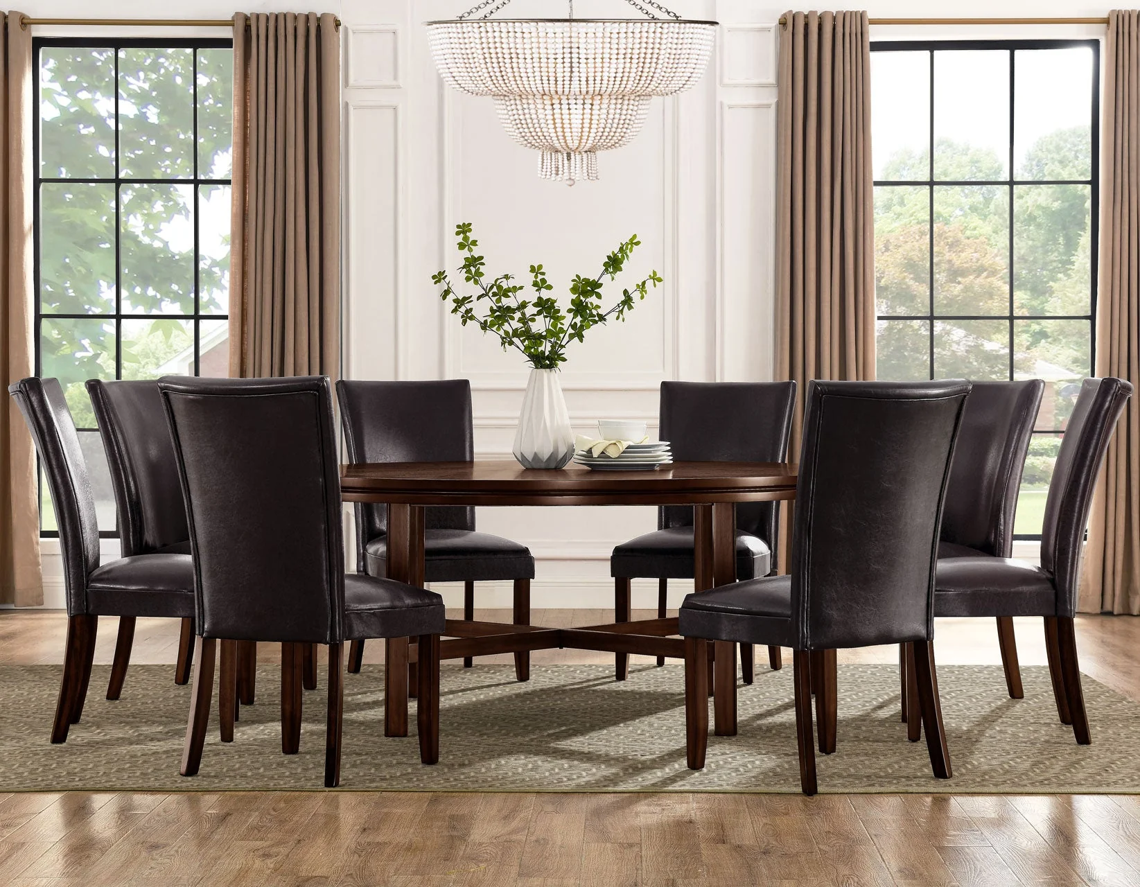 Hartford Espresso Brown Round Dining Room Set with Lazy Susan - Image 2