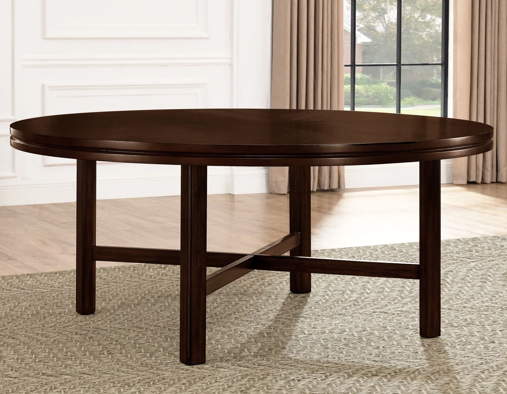 Hartford Espresso Brown Round Dining Room Set with Lazy Susan - Image 3