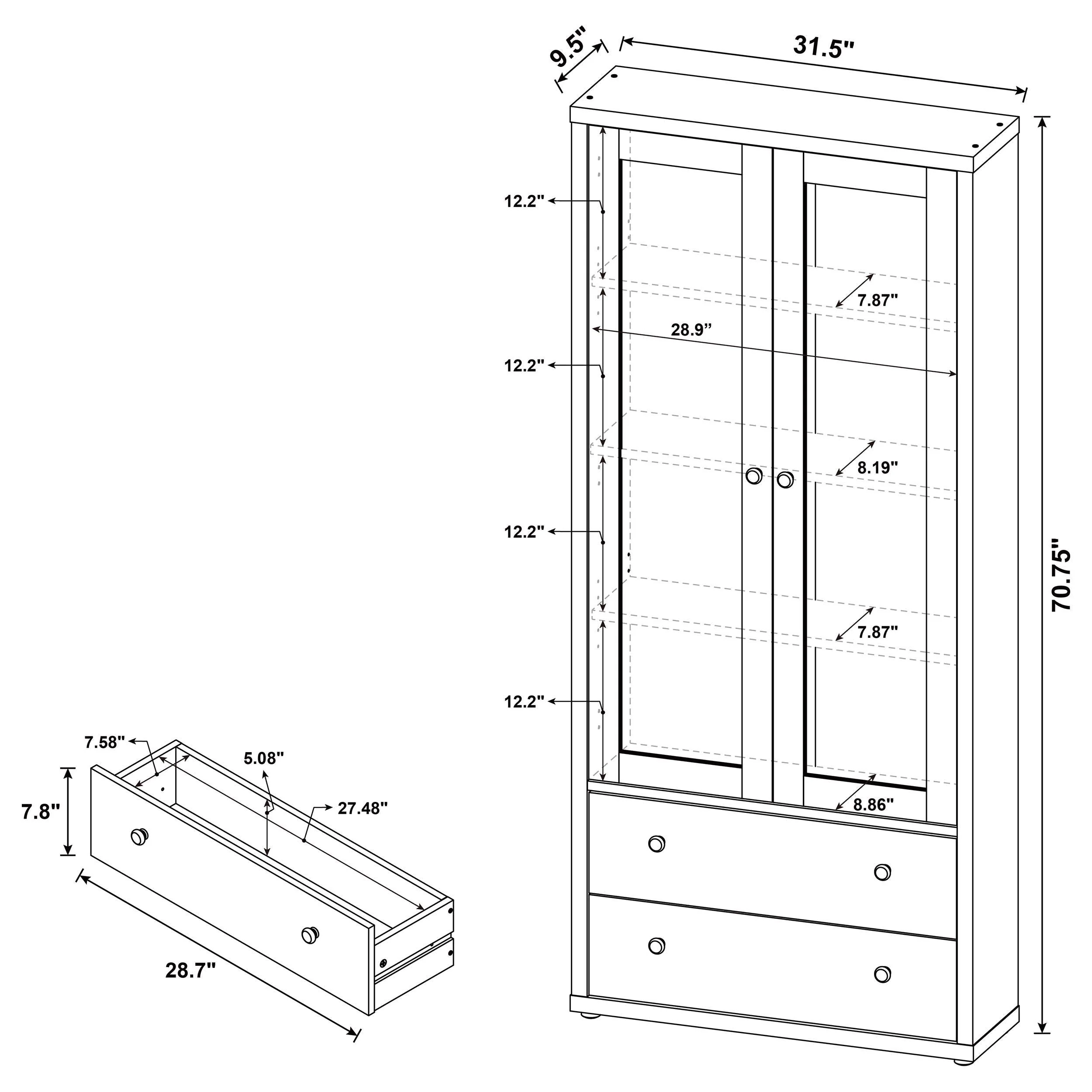 Hawthorne Mango 4-Shelf Glass Door Tall Cabinet with Drawers - Image 11