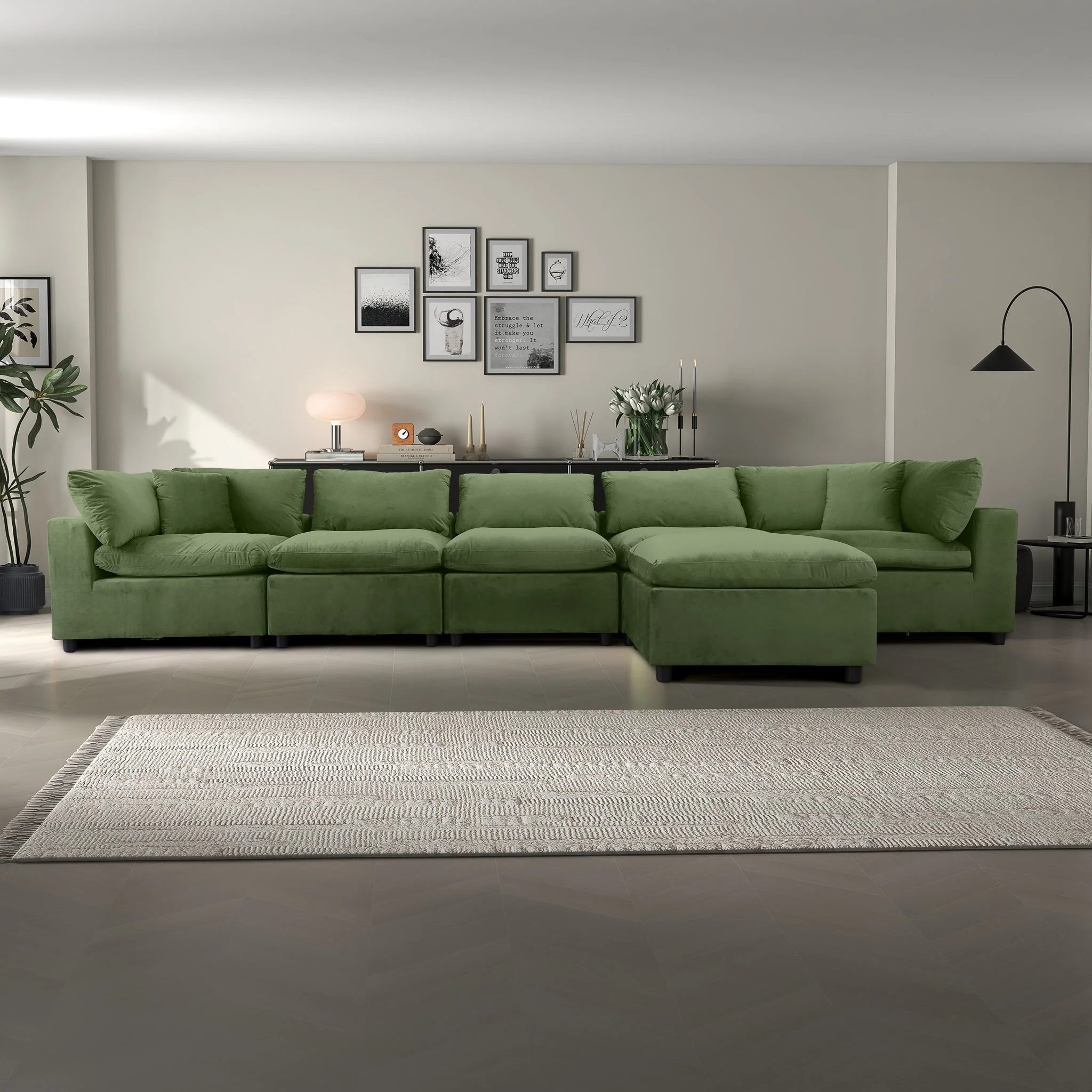 Hayward Olive Green Velvet Modular Sectional Sofa - Image 2