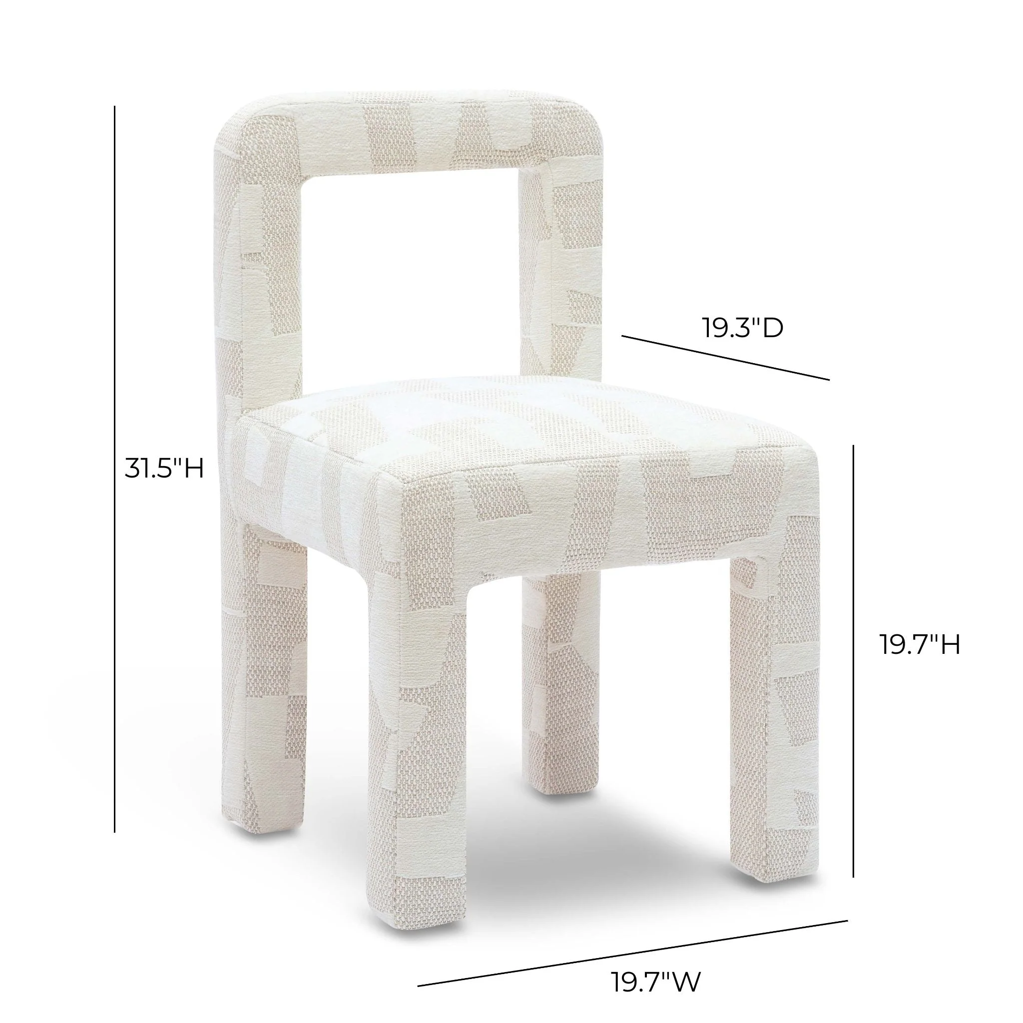 Hazel Cream Patterned Jacquard Dining Chair - Image 6