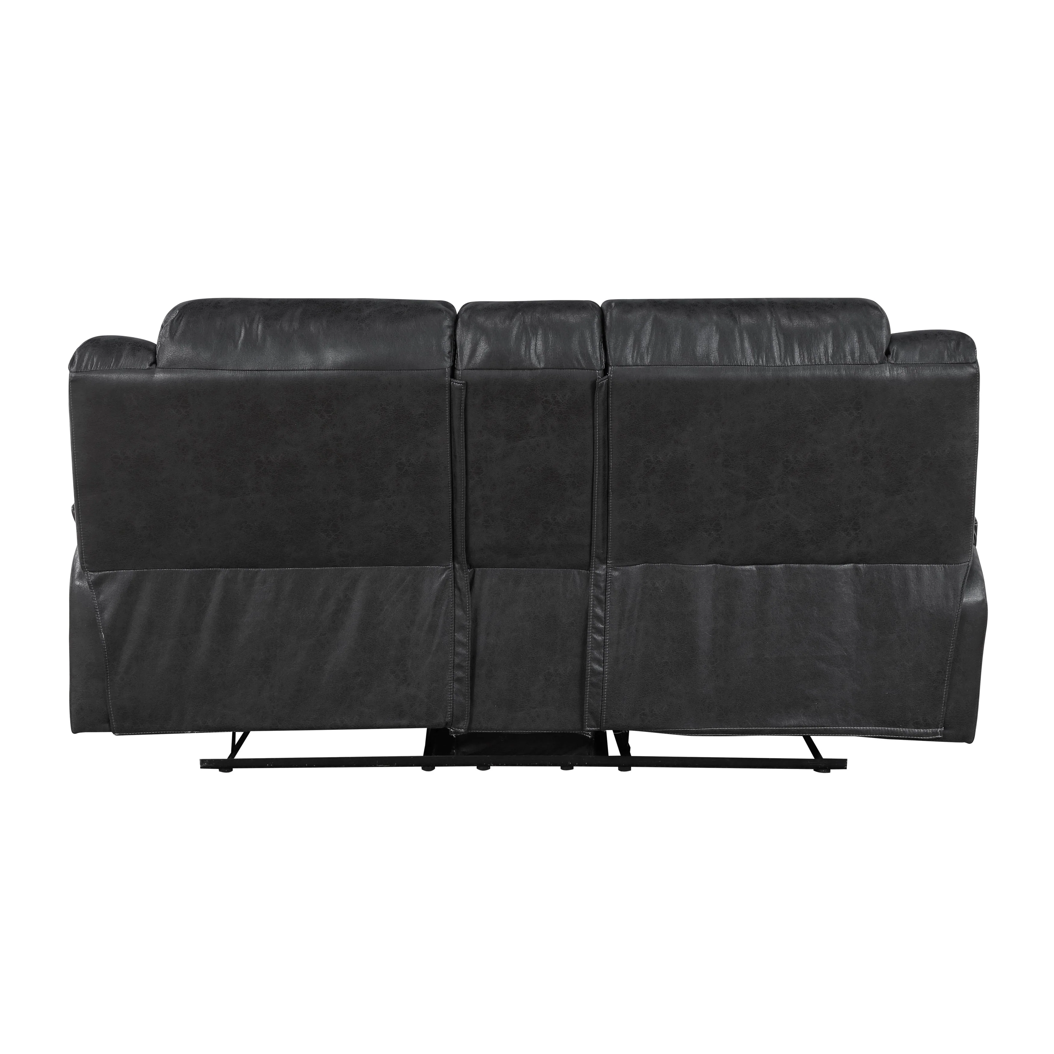 Hazen Black Double Reclining Loveseat with Center Console - Image 3