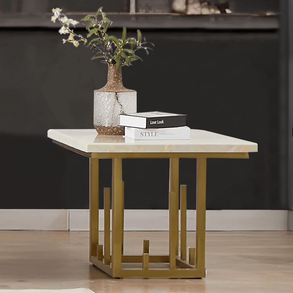 HD-06 Luxe Marble Look/Gold Coffee and 2 End Tables - Image 2