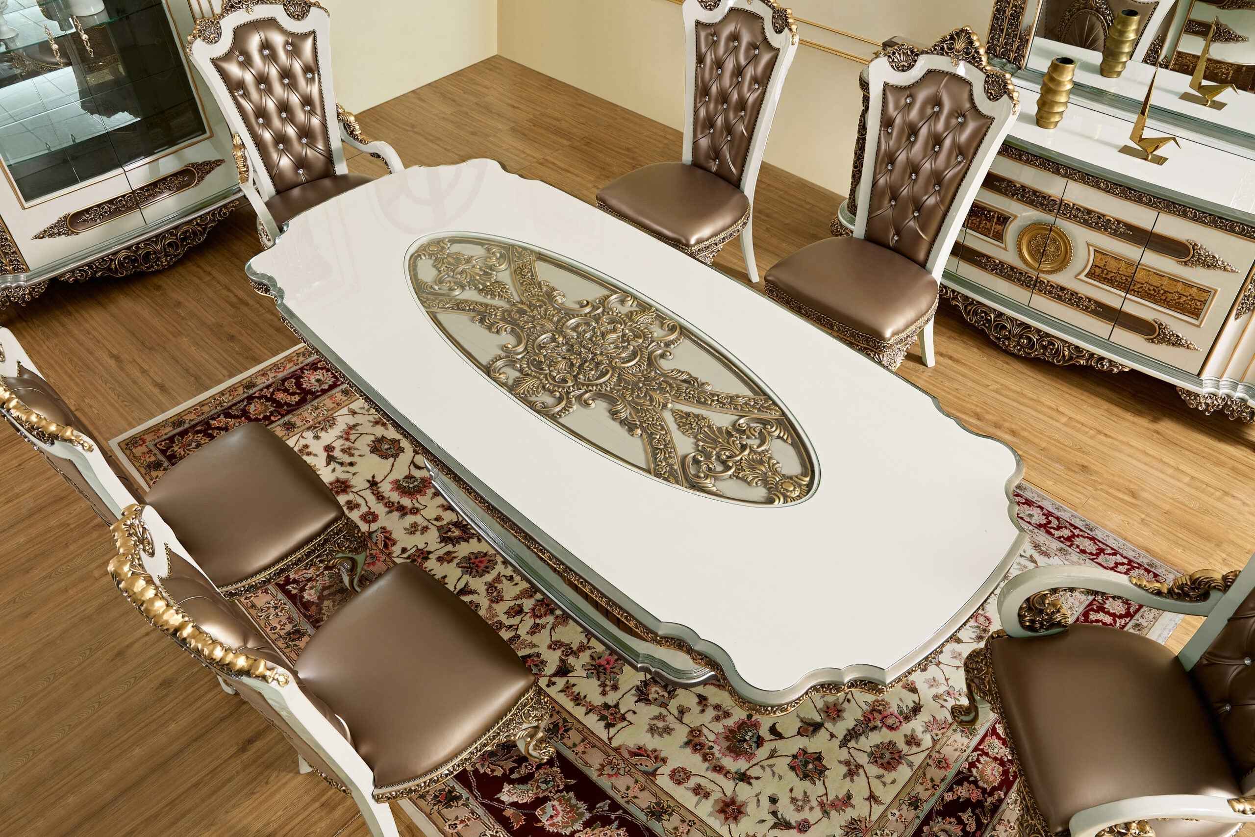 HD-1881 Ivory/Bronzed Copper Dining Table - Image 2