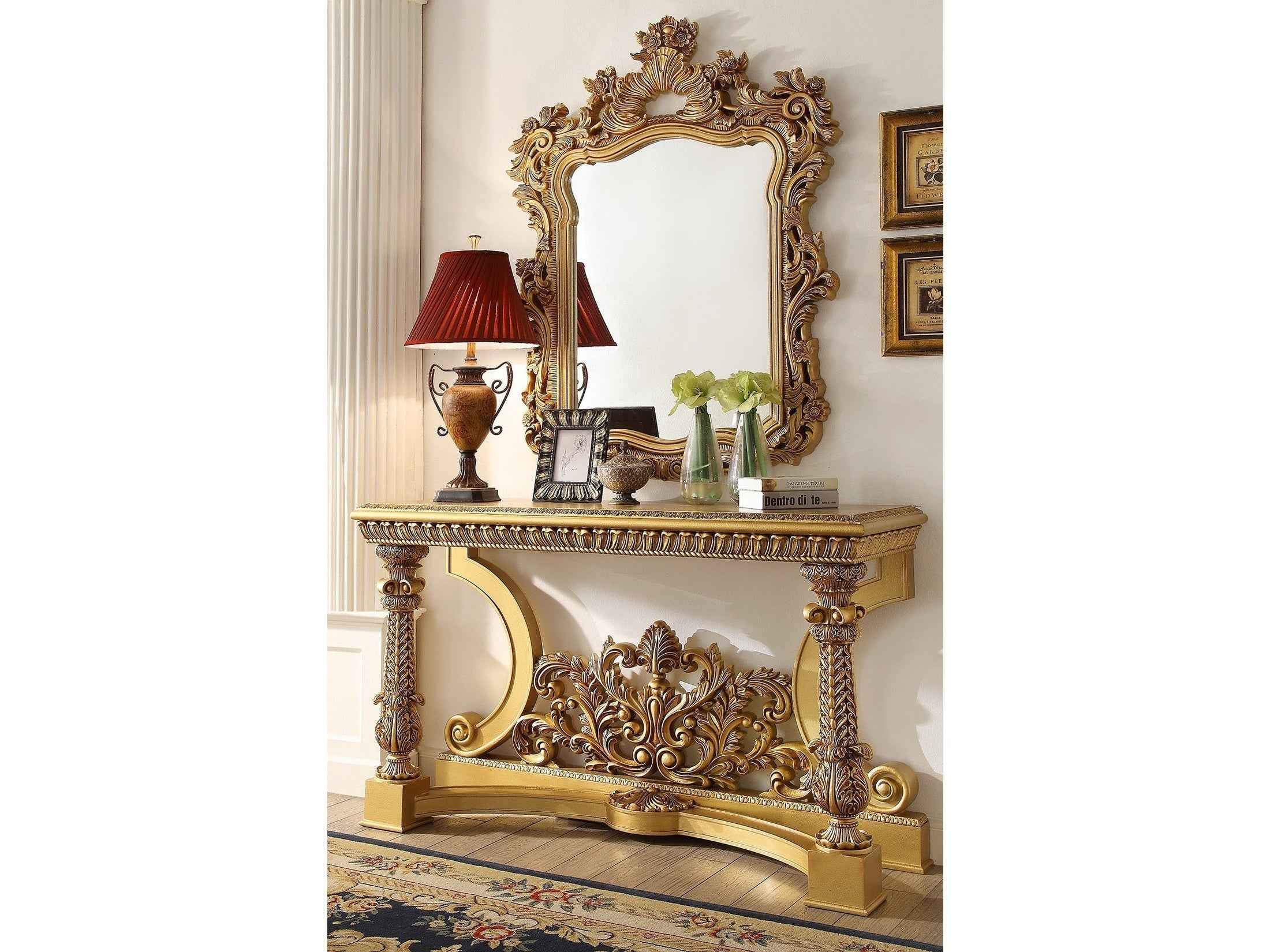 HD-8016 Bright Gold Console Table