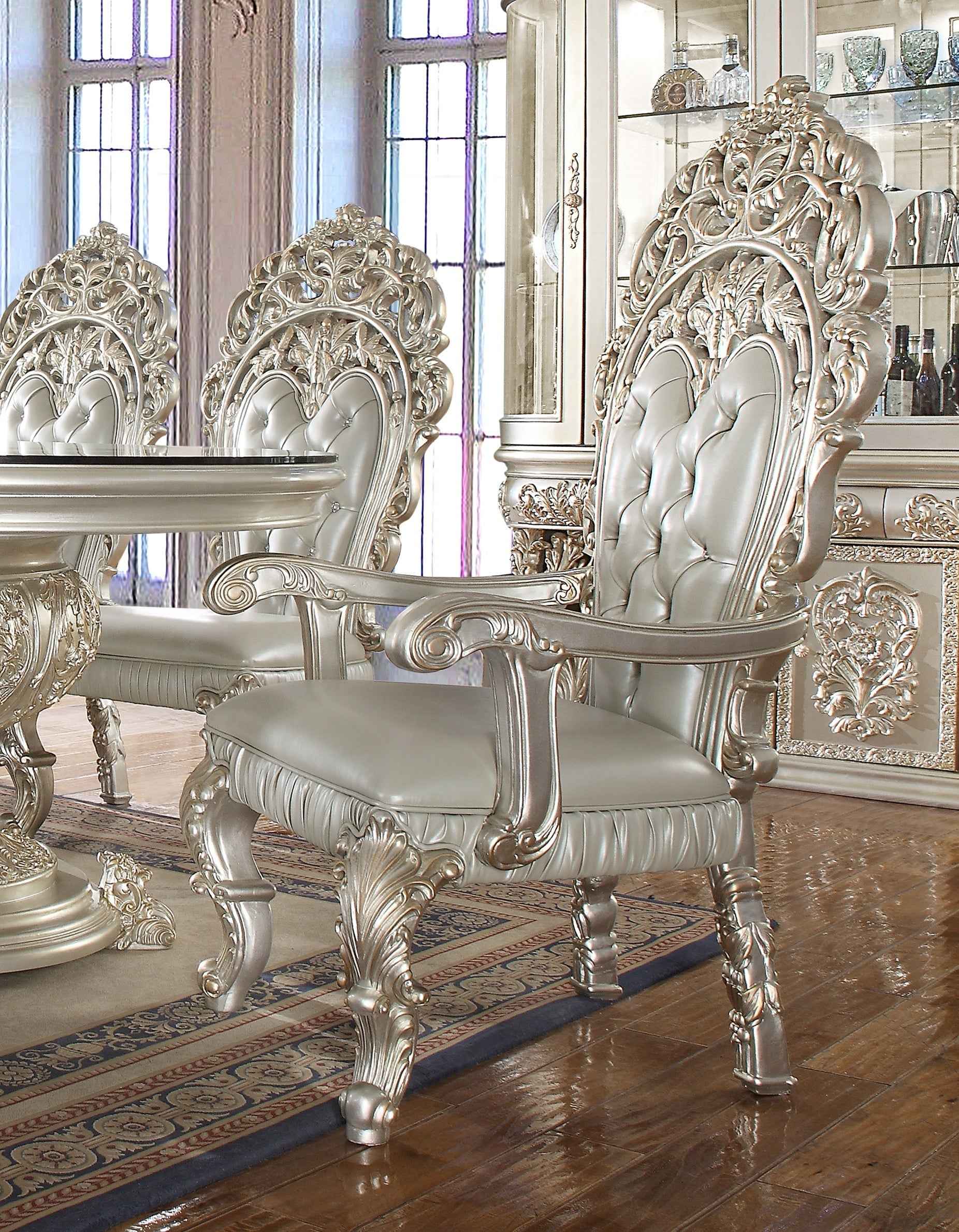 HD-8088 Metallic Silver/Gold Highlights 7-Piece Dining Room Set - Image 2
