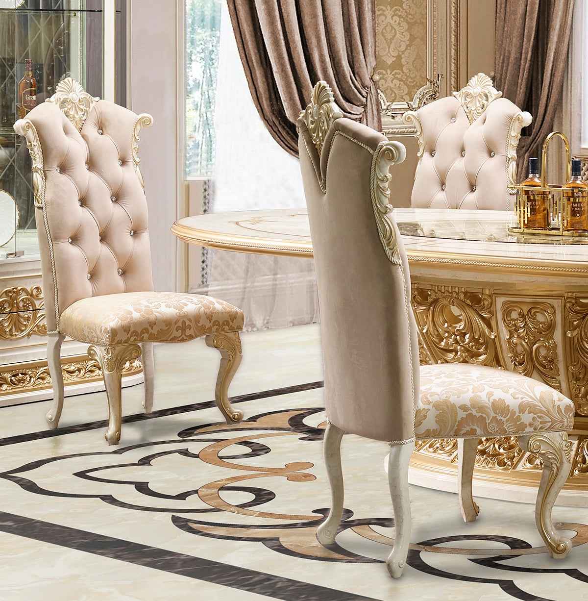 HD-903 Cream/Gold 7-Piece Dining Room Set - Image 2