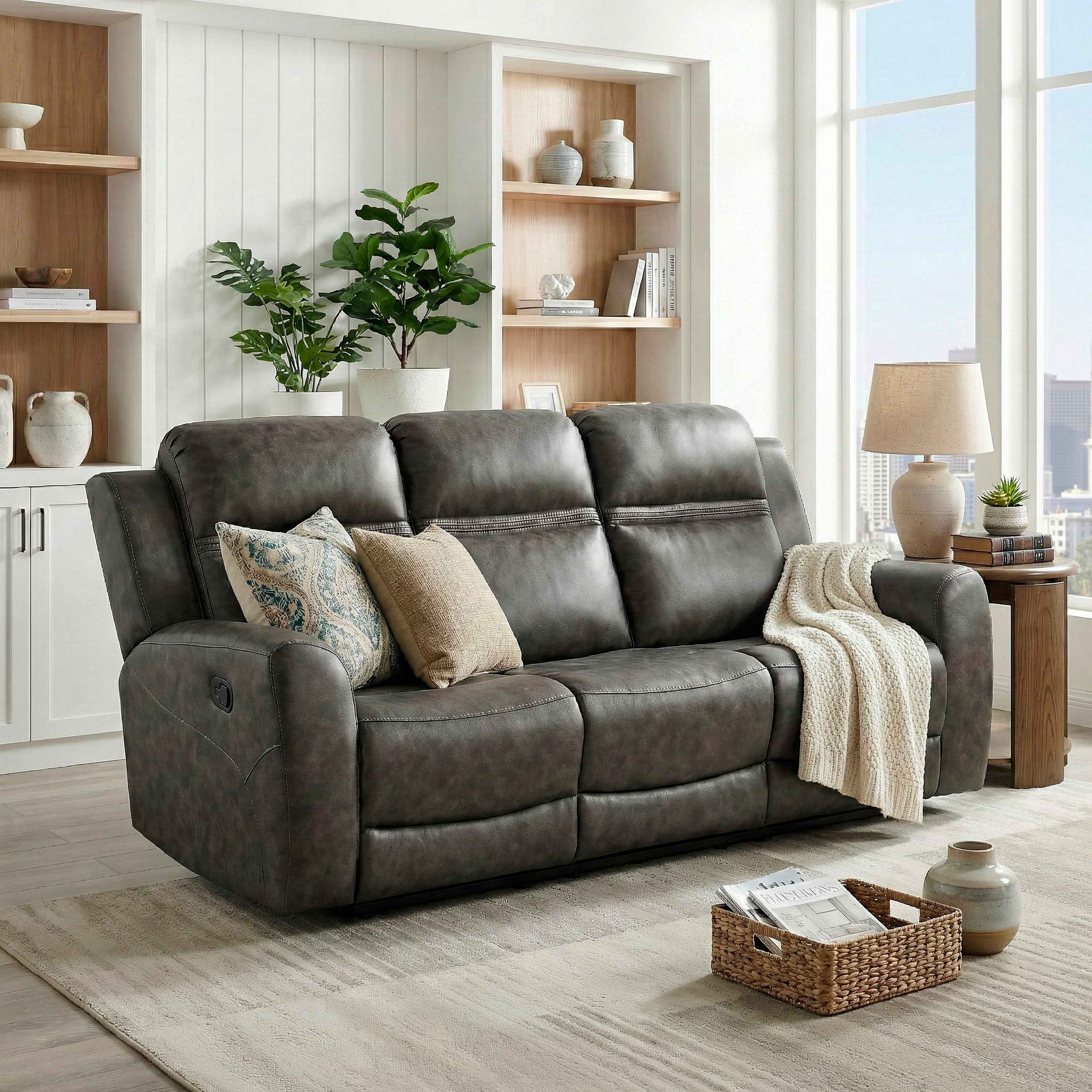 Hearth Charcoal Double Reclining Sofa - Image 13
