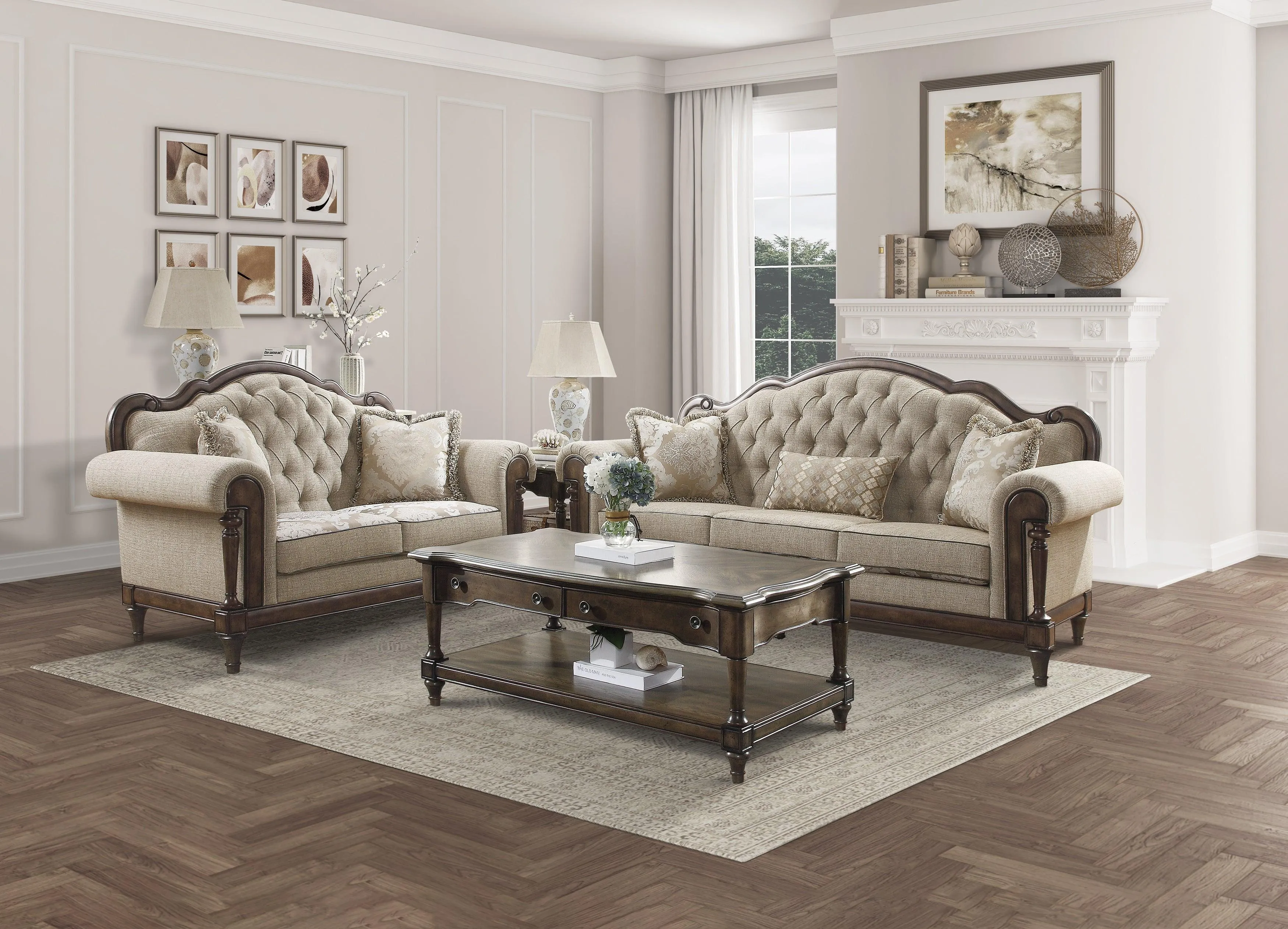 Heath Court Brown Oak Loveseat - Image 2