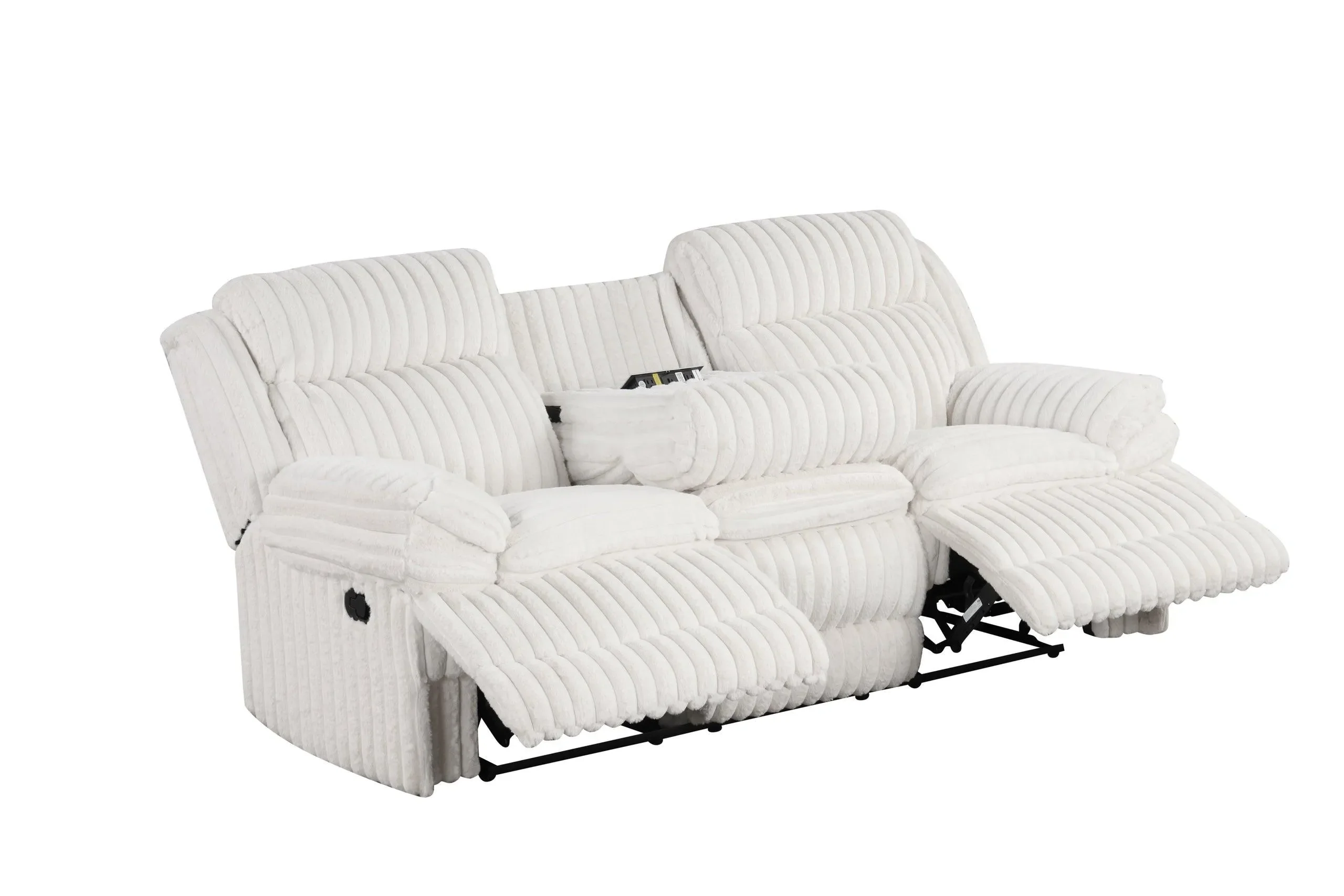 Heaven White 3-Piece Reclining Living Room Set - Image 3
