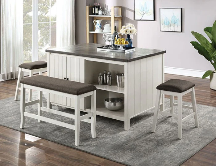 Heidelberg Off-White/Dark Gray 4-Piece Counter Height Table Set