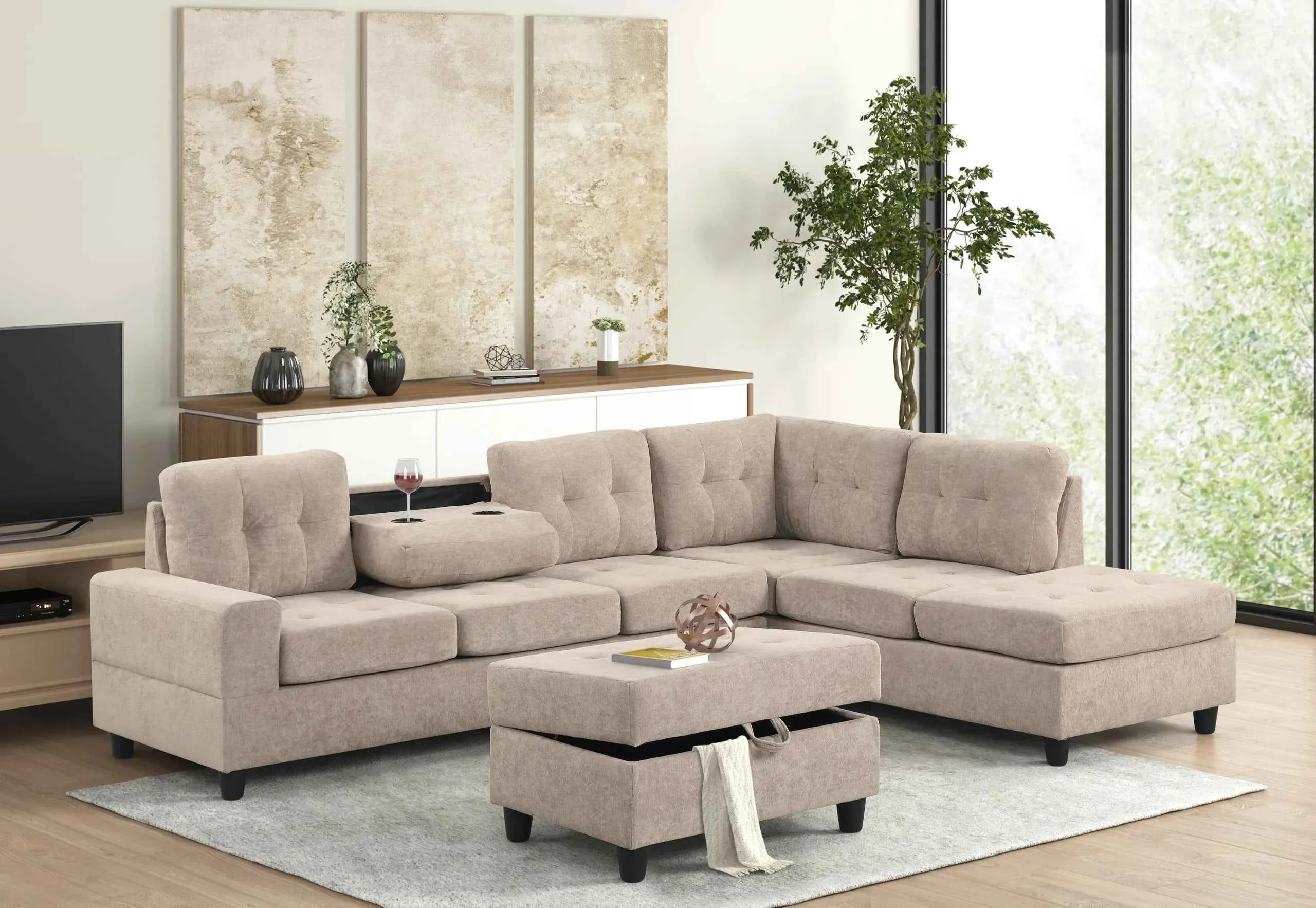 Heights Reversible Sectional & Storage Ottoman