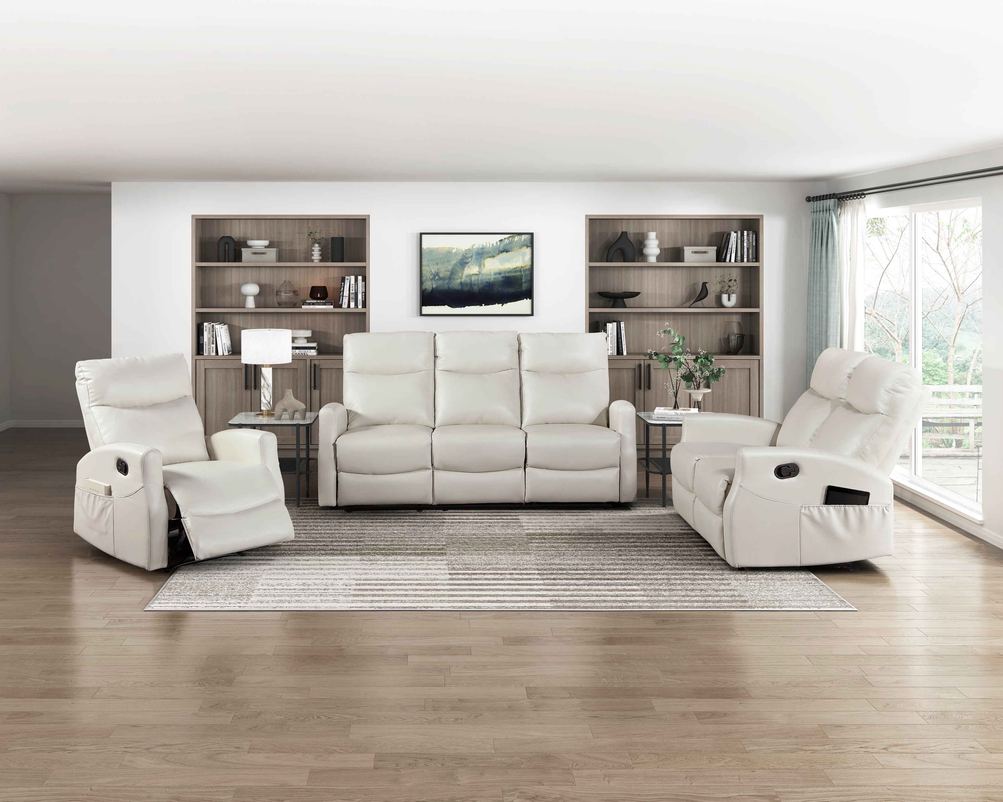 Heisley Beige Double Reclining Loveseat - Image 7