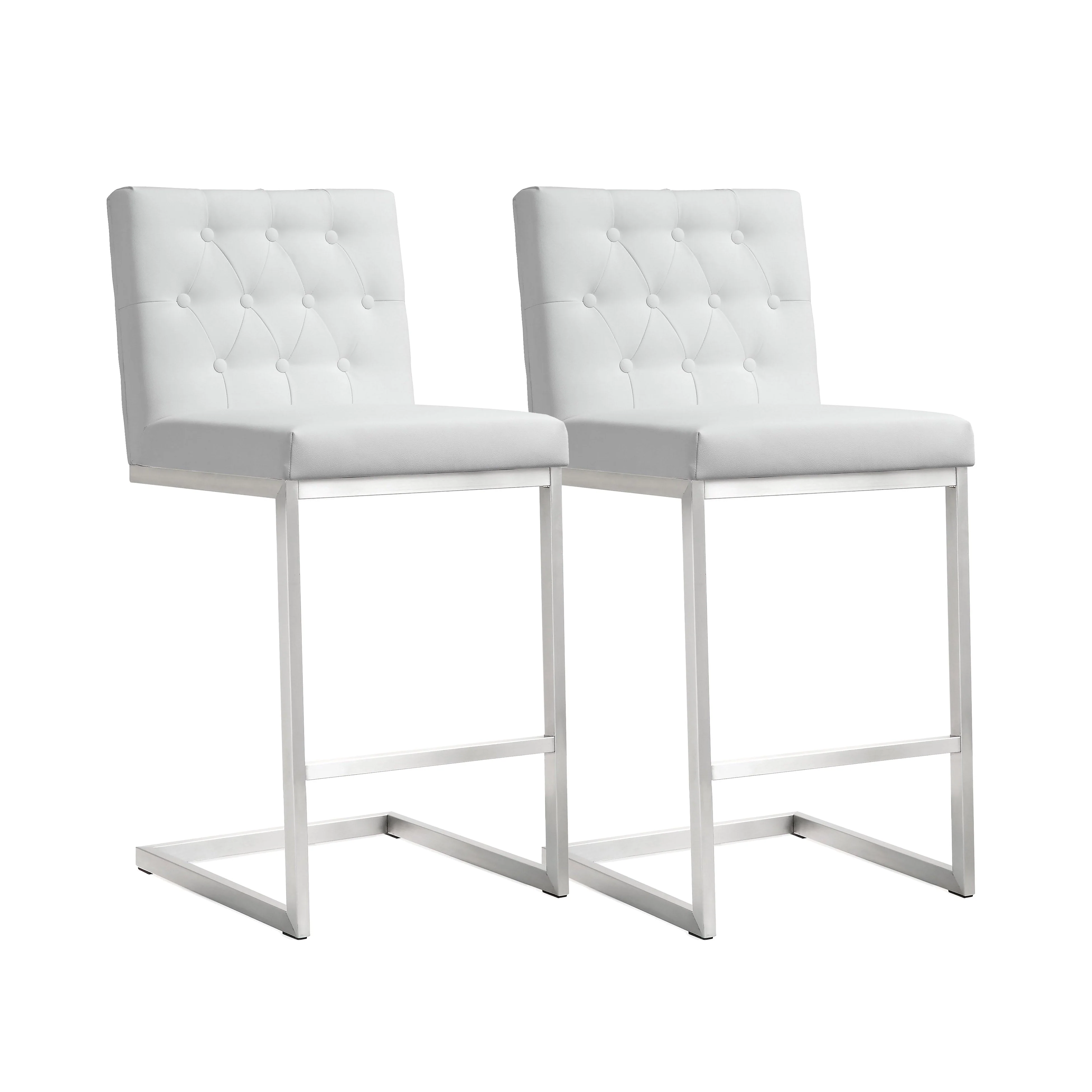 Helsinki White Performance Vegan Leather Stool - Set of 2 - Image 10