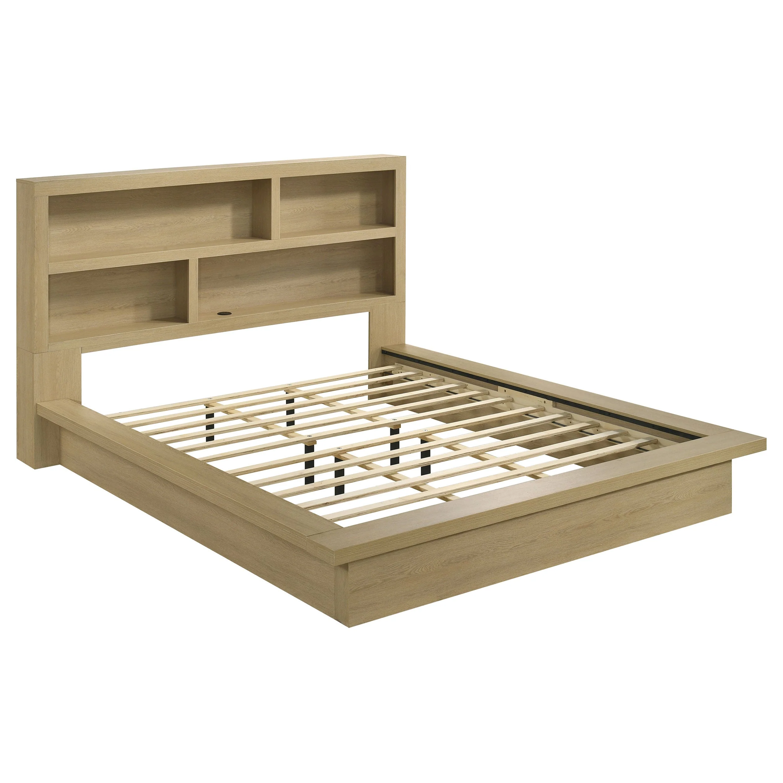 Hendricks Light Oak California King Bookcase Headboard Platform Bed - Image 2