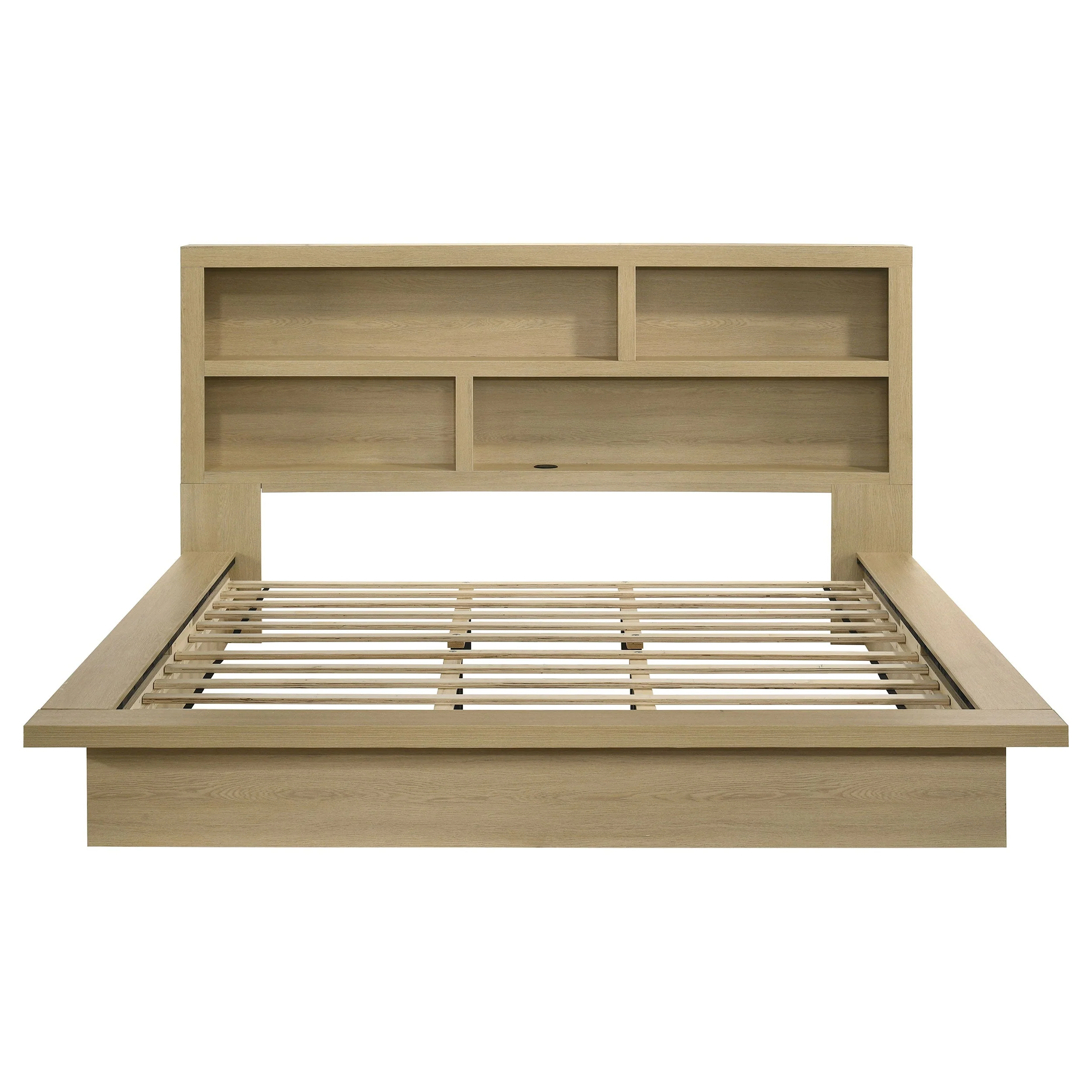 Hendricks Light Oak California King Bookcase Headboard Platform Bed - Image 3