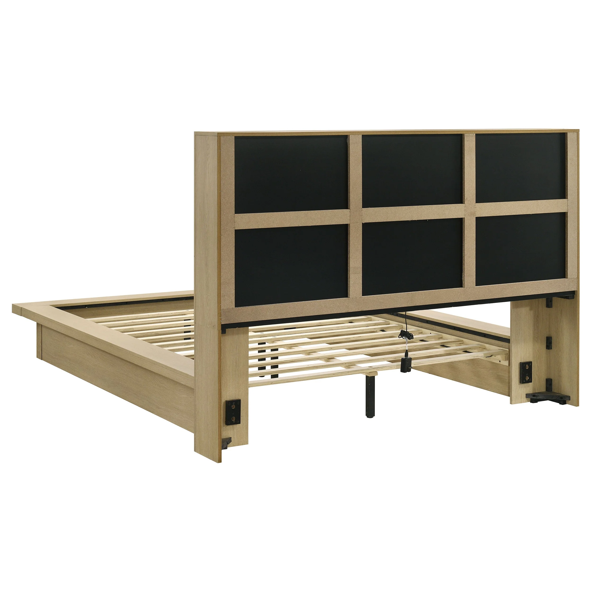 Hendricks Light Oak Queen Bookcase Headboard Platform Bed - Image 4