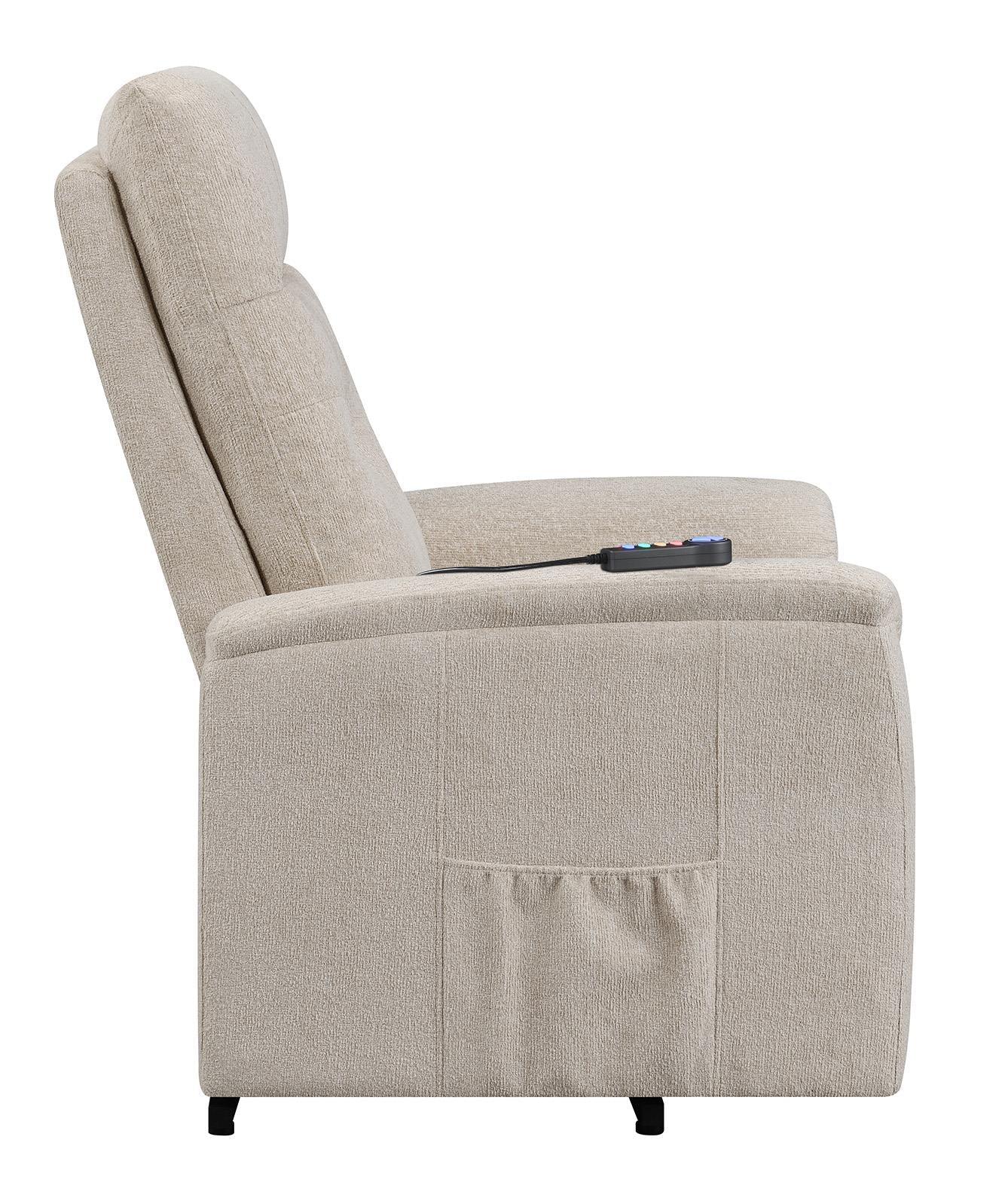 Henrietta Beige Power Lift Recliner with Storage Pocket - Image 11