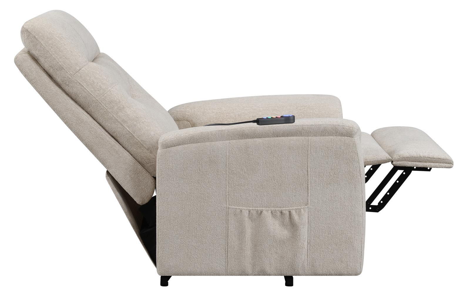 Henrietta Beige Power Lift Recliner with Storage Pocket - Image 12