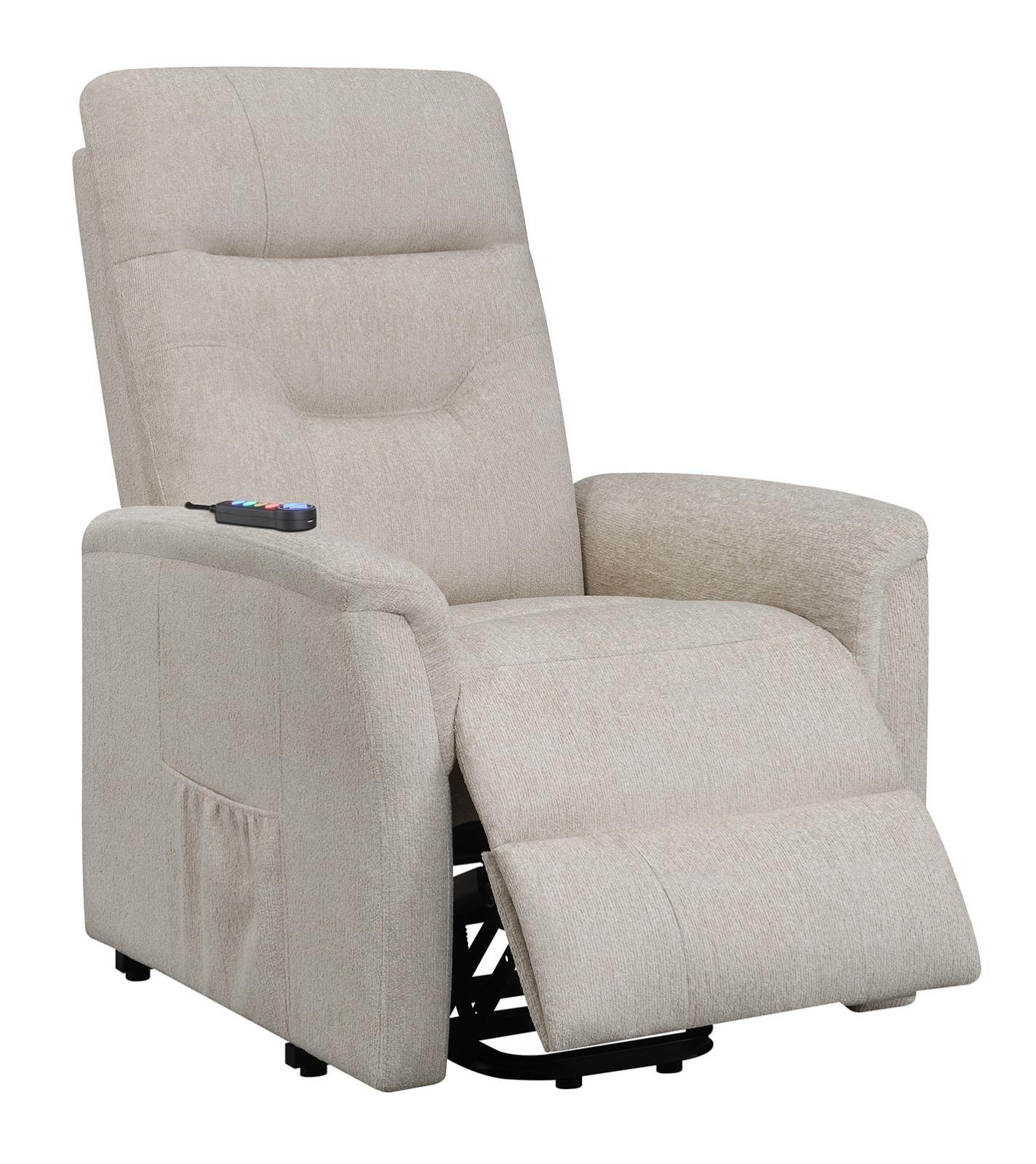 Henrietta Beige Power Lift Recliner with Storage Pocket - Image 5