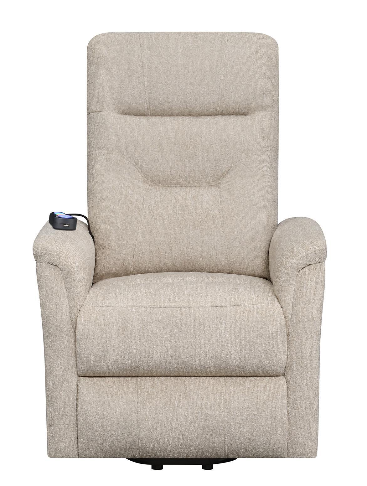 Henrietta Beige Power Lift Recliner with Storage Pocket - Image 7