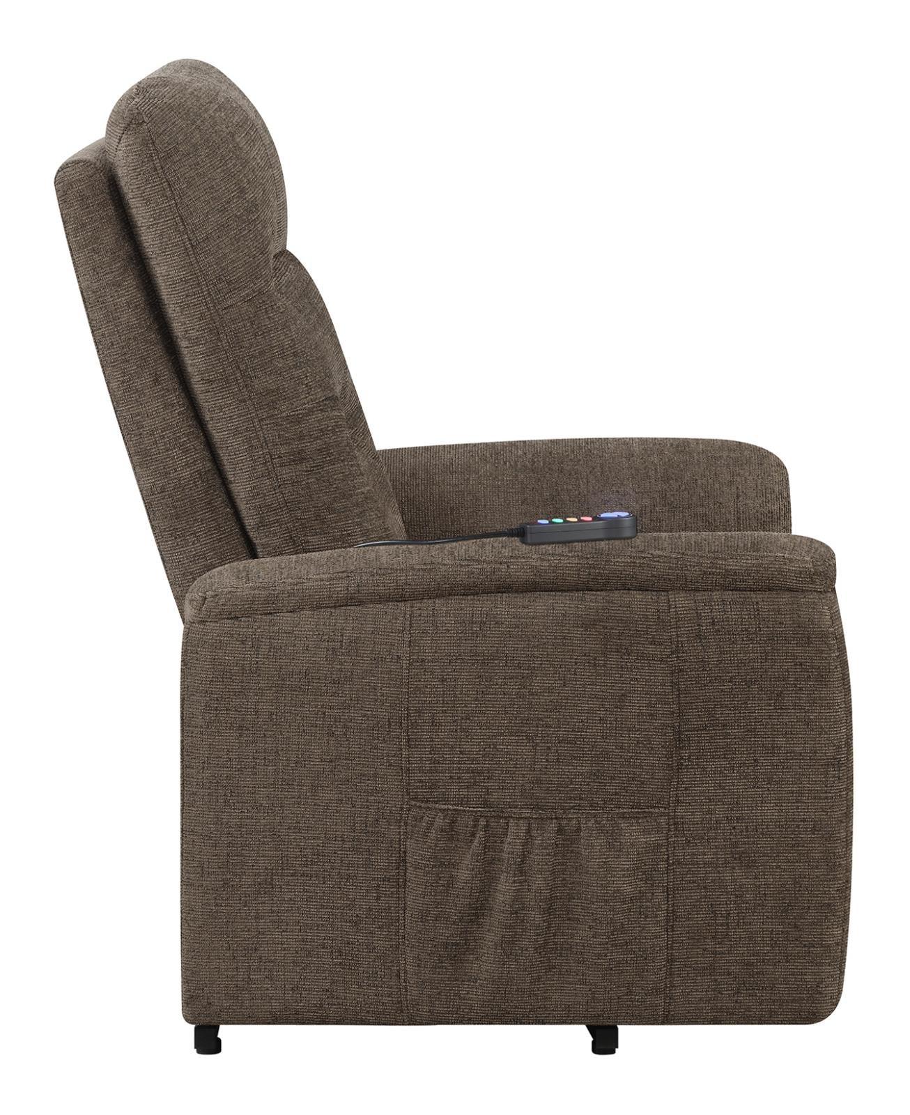 Henrietta Brown Power Lift Recliner with Storage Pocket - Image 11
