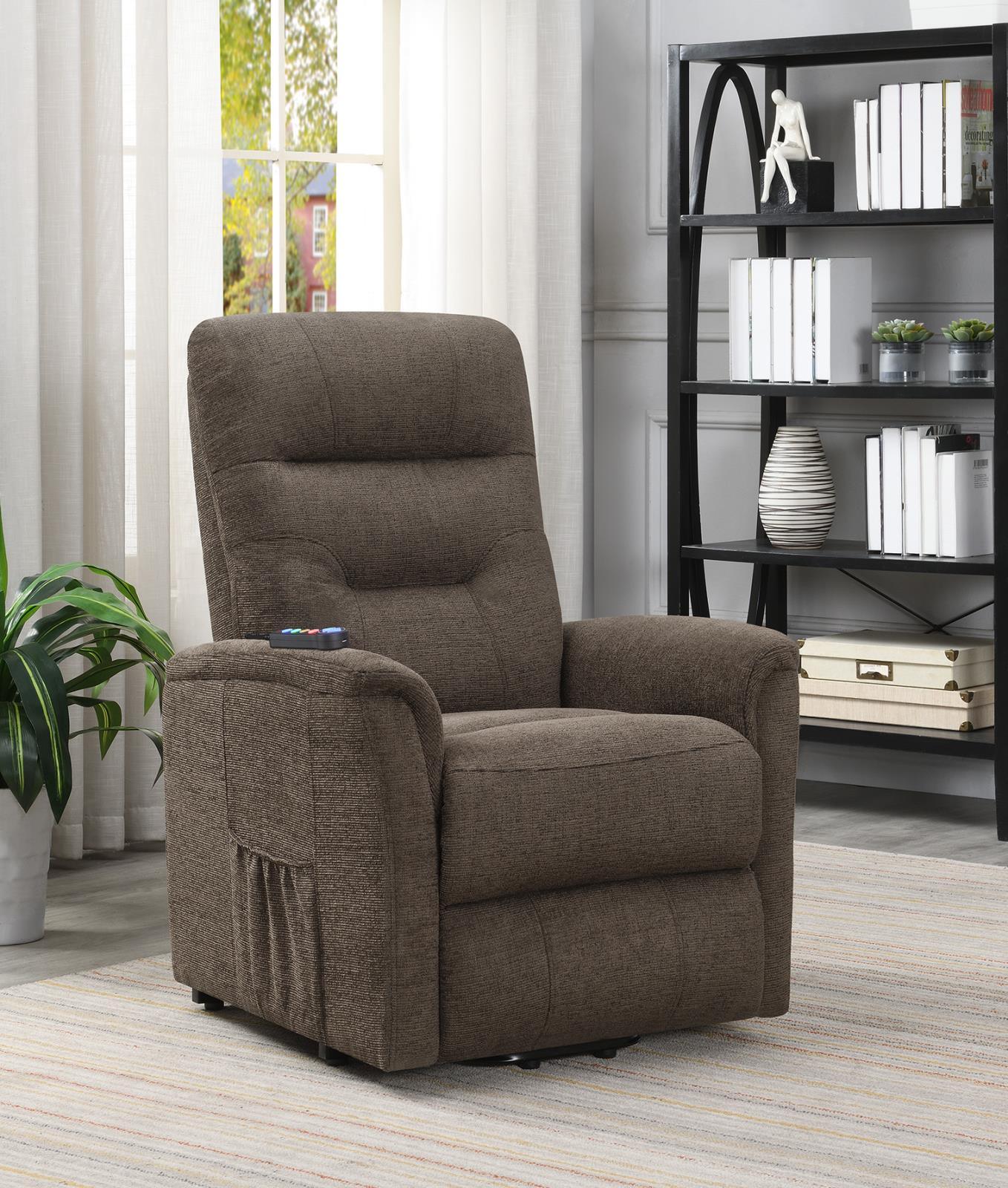 Henrietta Brown Power Lift Recliner with Storage Pocket - Image 2