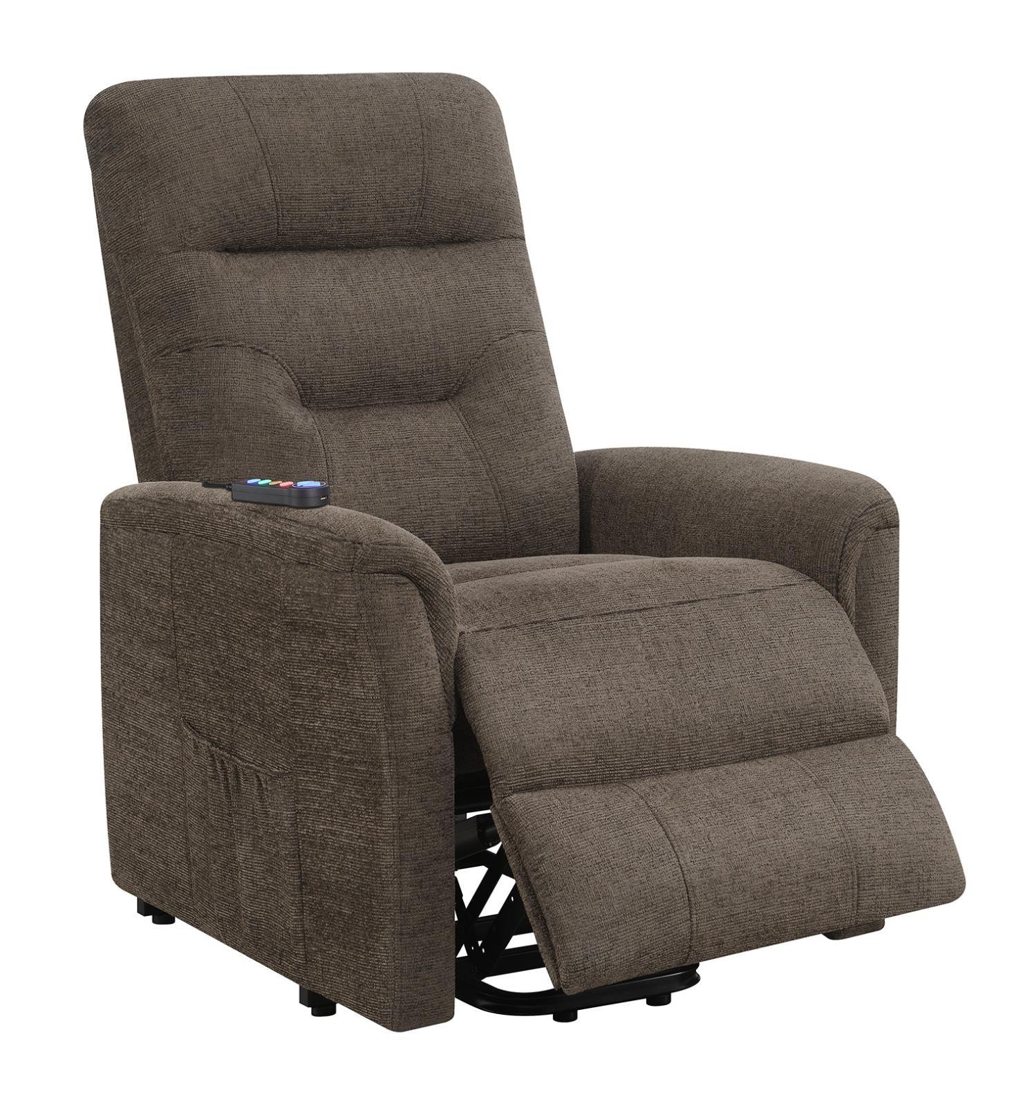Henrietta Brown Power Lift Recliner with Storage Pocket - Image 5
