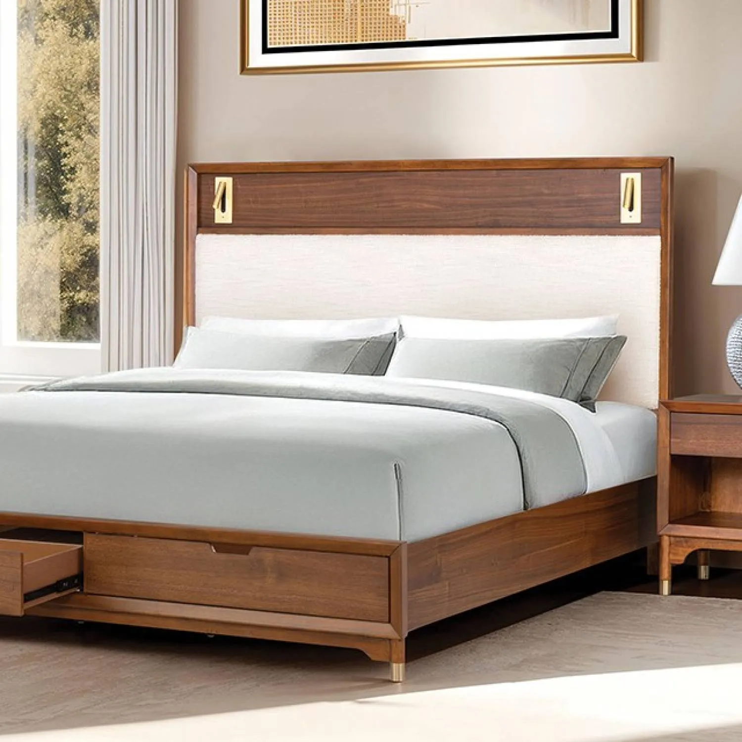 Hepburne Walnut 4-Piece Queen Storage Bedroom Set - Image 2