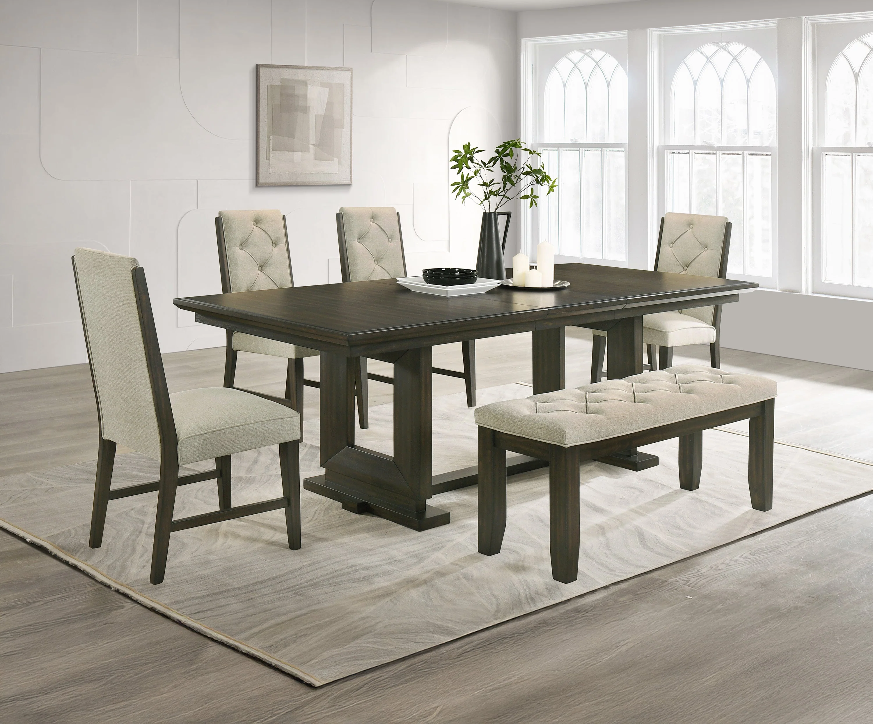 Herbert Espresso and Beige Dining Bench - Image 3