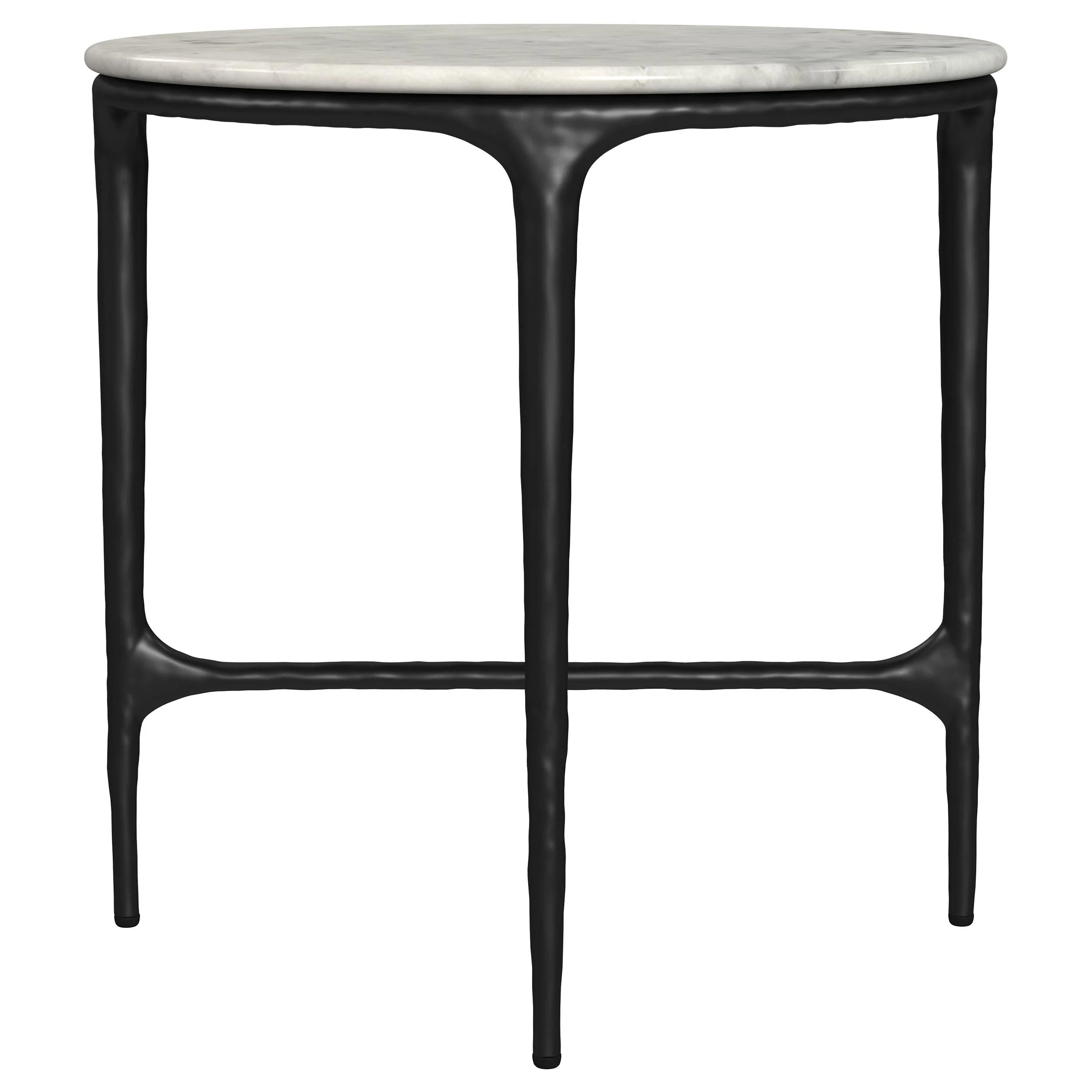 Hermas White and Black 2-Piece Round Marble Coffee and End Table Set - Image 6