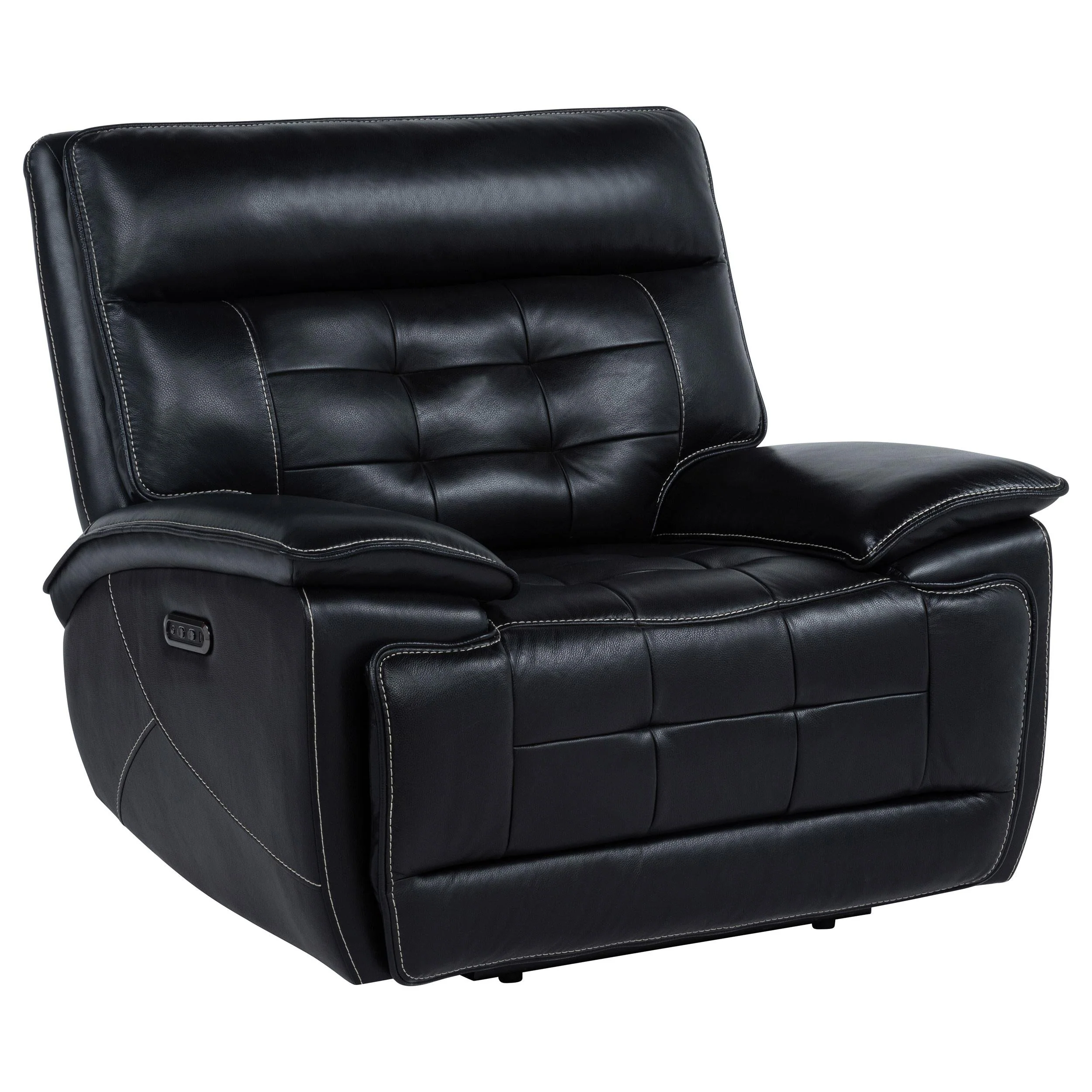 Hewitt Black Leather Upholstered Dual Power Recliner Chair - Image 3