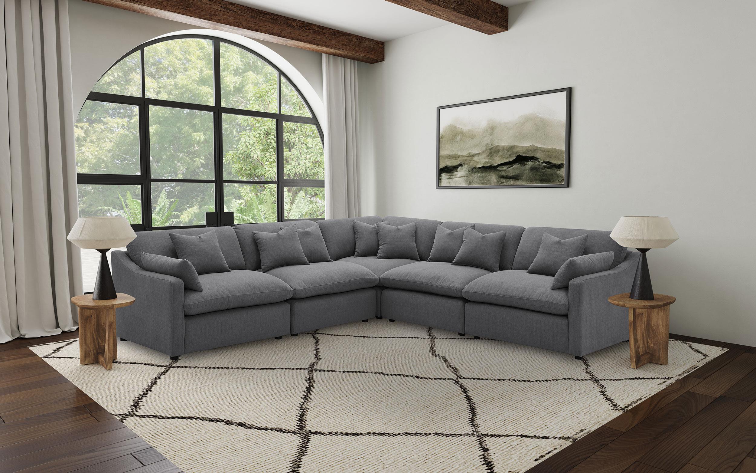 Hobson Charcoal 5-piece Upholstered Modular Sectional Sofa