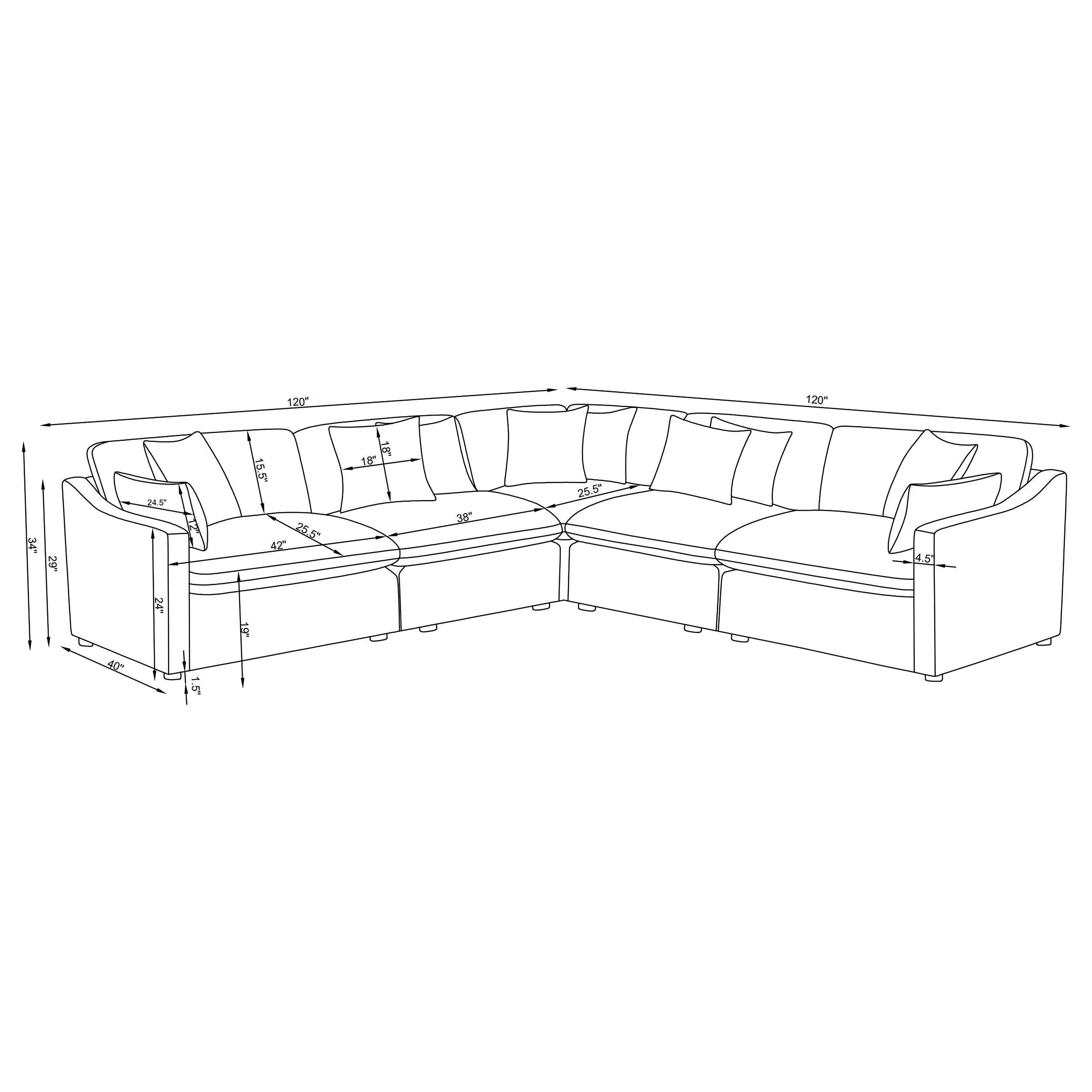 Hobson Charcoal 5-piece Upholstered Modular Sectional Sofa - Image 12