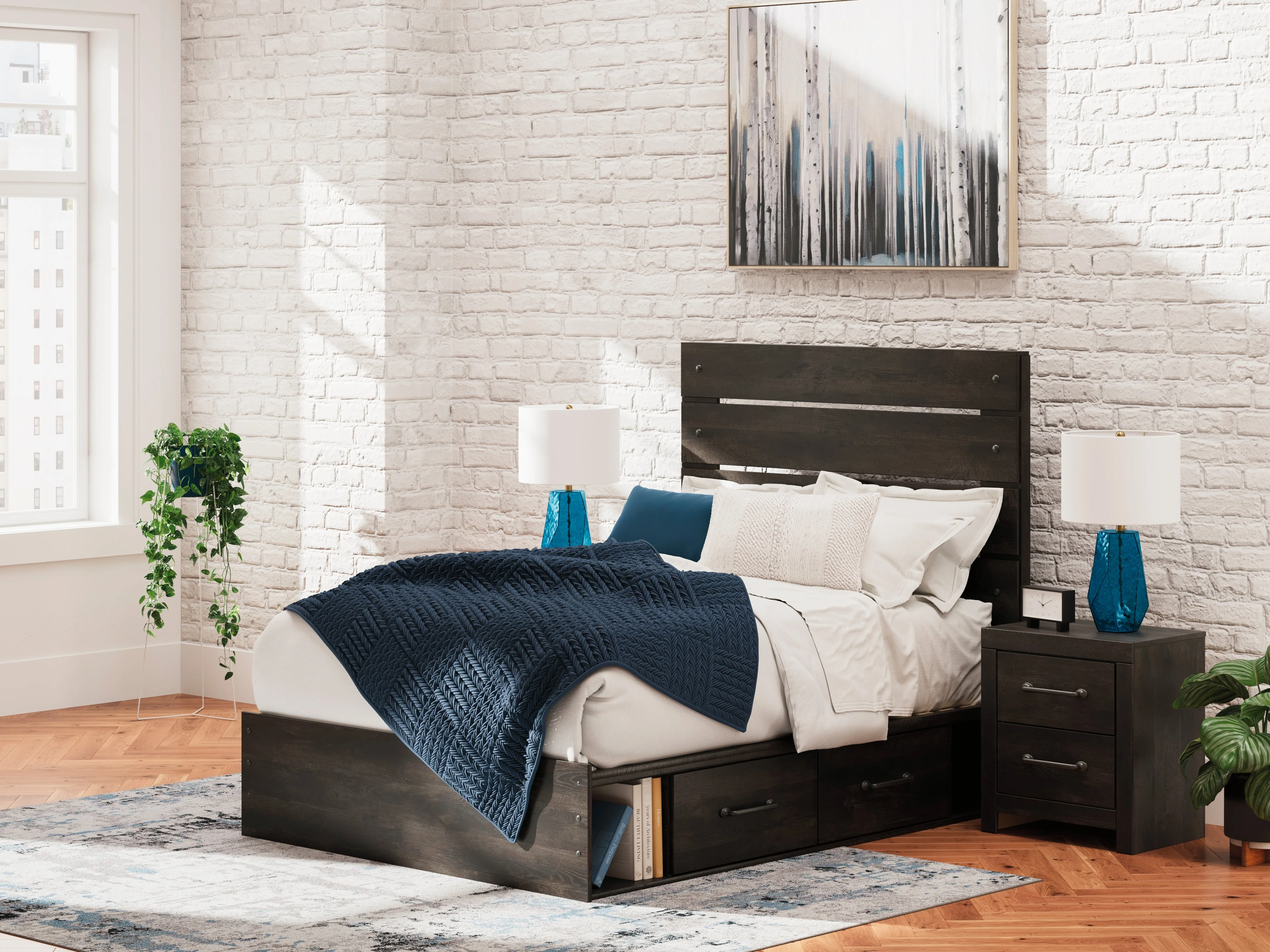 Hollivern Dark Gray Full Storage Platform Bed with 4 Drawers - Image 2