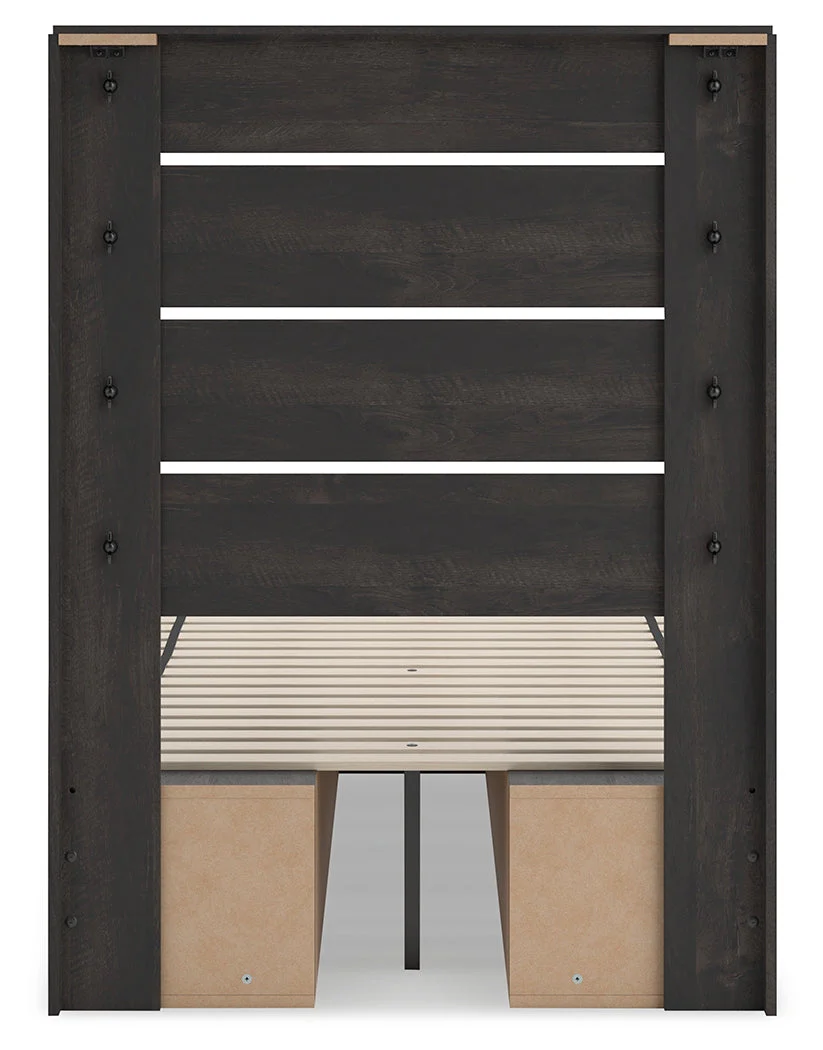 Hollivern Dark Gray Twin Panel Bed with Storage - Image 7