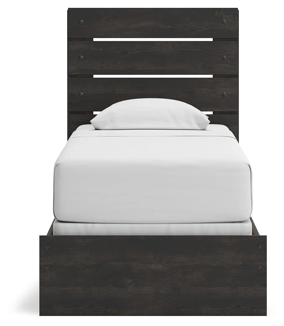 Hollivern Twin Panel Bed with Mirrored Dresser, Chest and 2 Nightstands in Dark Gray - Image 18