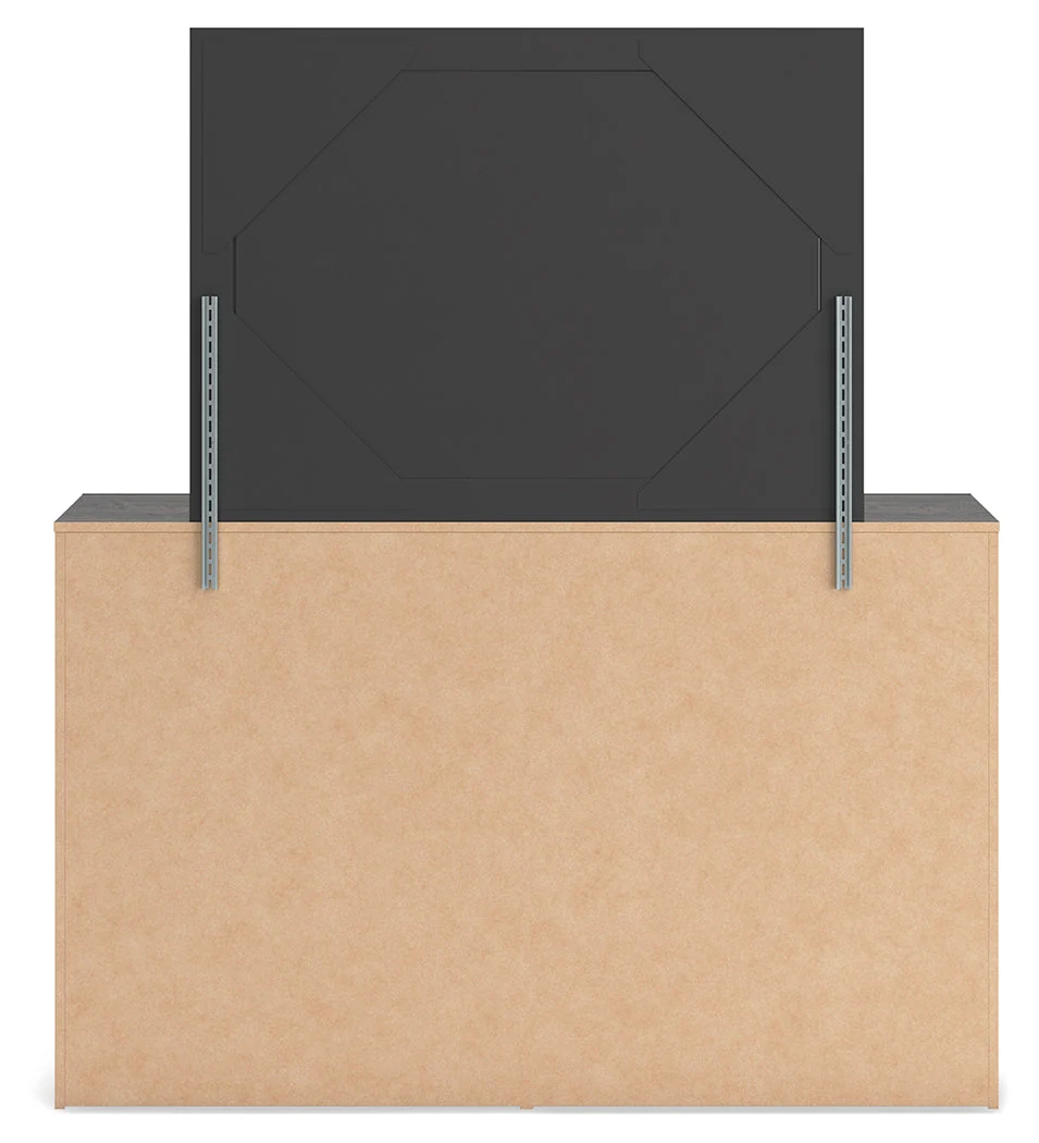 Hollivern Twin Panel Bed with Storage with Mirrored Dresser and Chest in Dark Gray - Image 6
