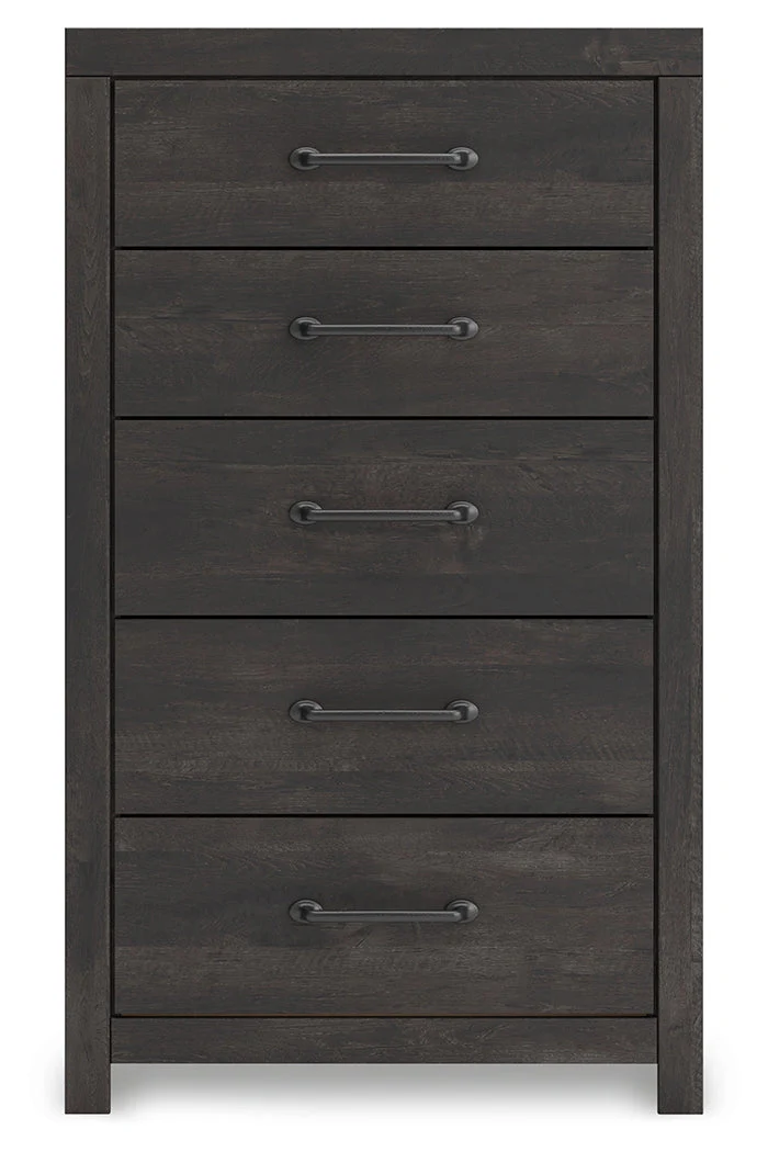 Hollivern Twin Panel Bed with Storage with Mirrored Dresser, Chest and 2 Nightstands in Dark Gray - Image 9