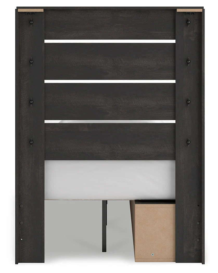 Hollivern Twin Panel Storage Bed with Mirrored Dresser, Chest and 2 Nightstands in Dark Gray - Image 22