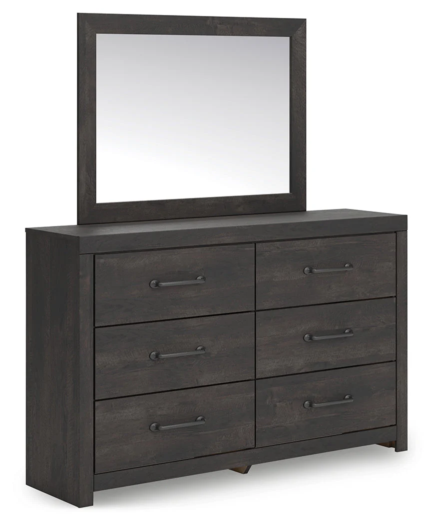 Hollivern Twin Panel Storage Bed with Mirrored Dresser, Chest and 2 Nightstands in Dark Gray - Image 3