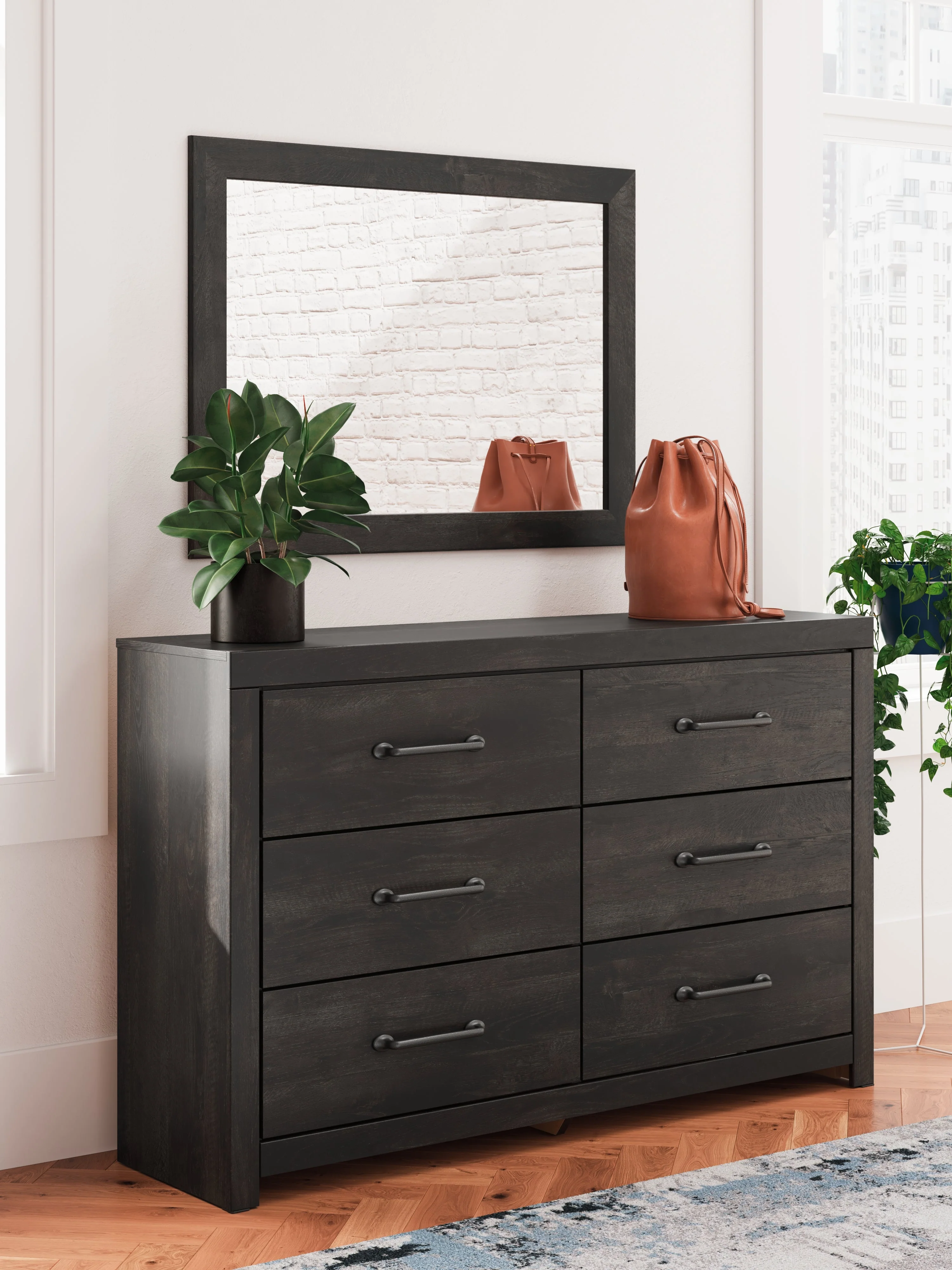 Hollivern Twin Panel Storage Bed with Mirrored Dresser, Chest and 2 Nightstands in Dark Gray - Image 36