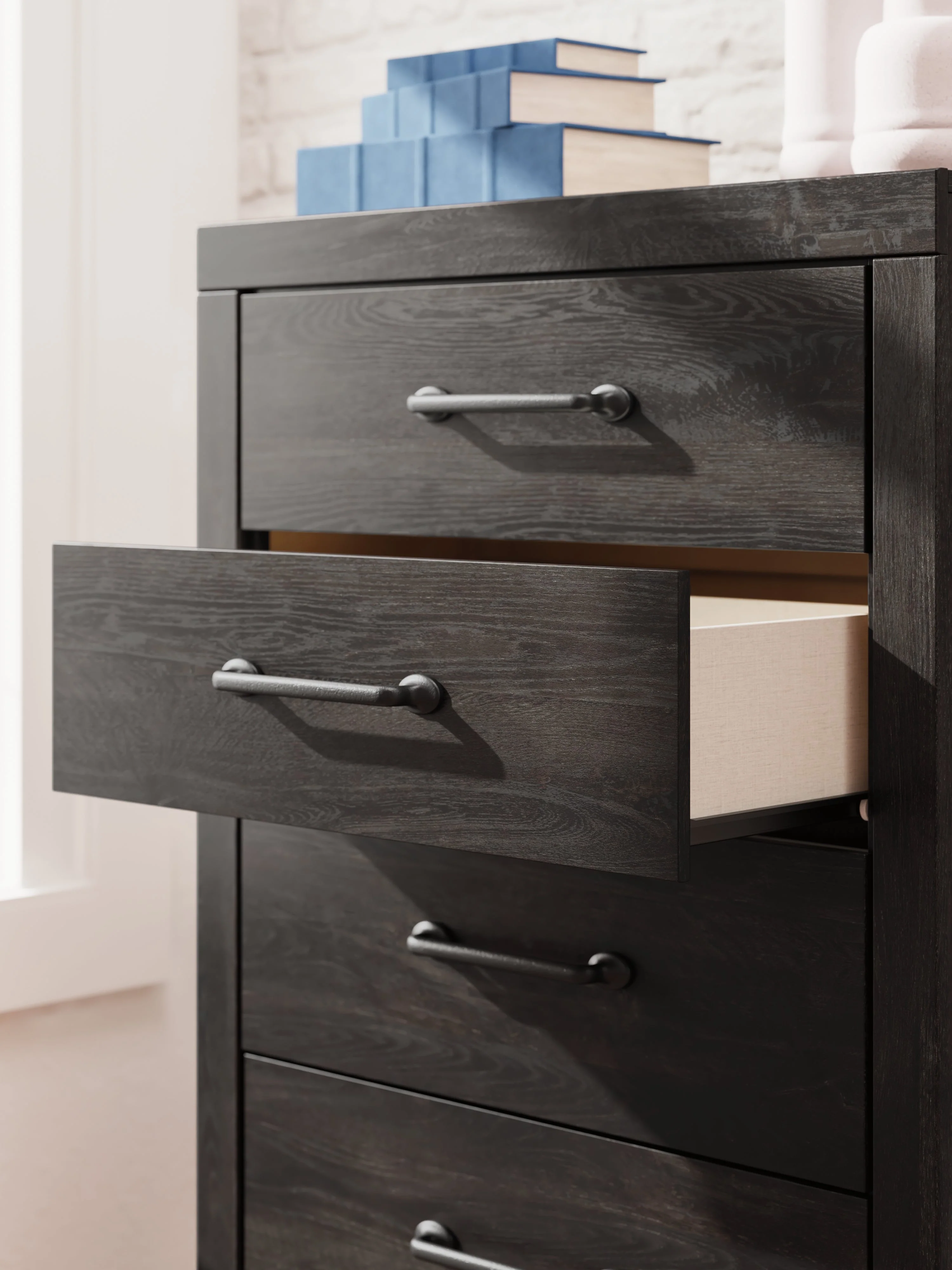 Hollivern Twin Panel Storage Bed with Mirrored Dresser, Chest and 2 Nightstands in Dark Gray - Image 39