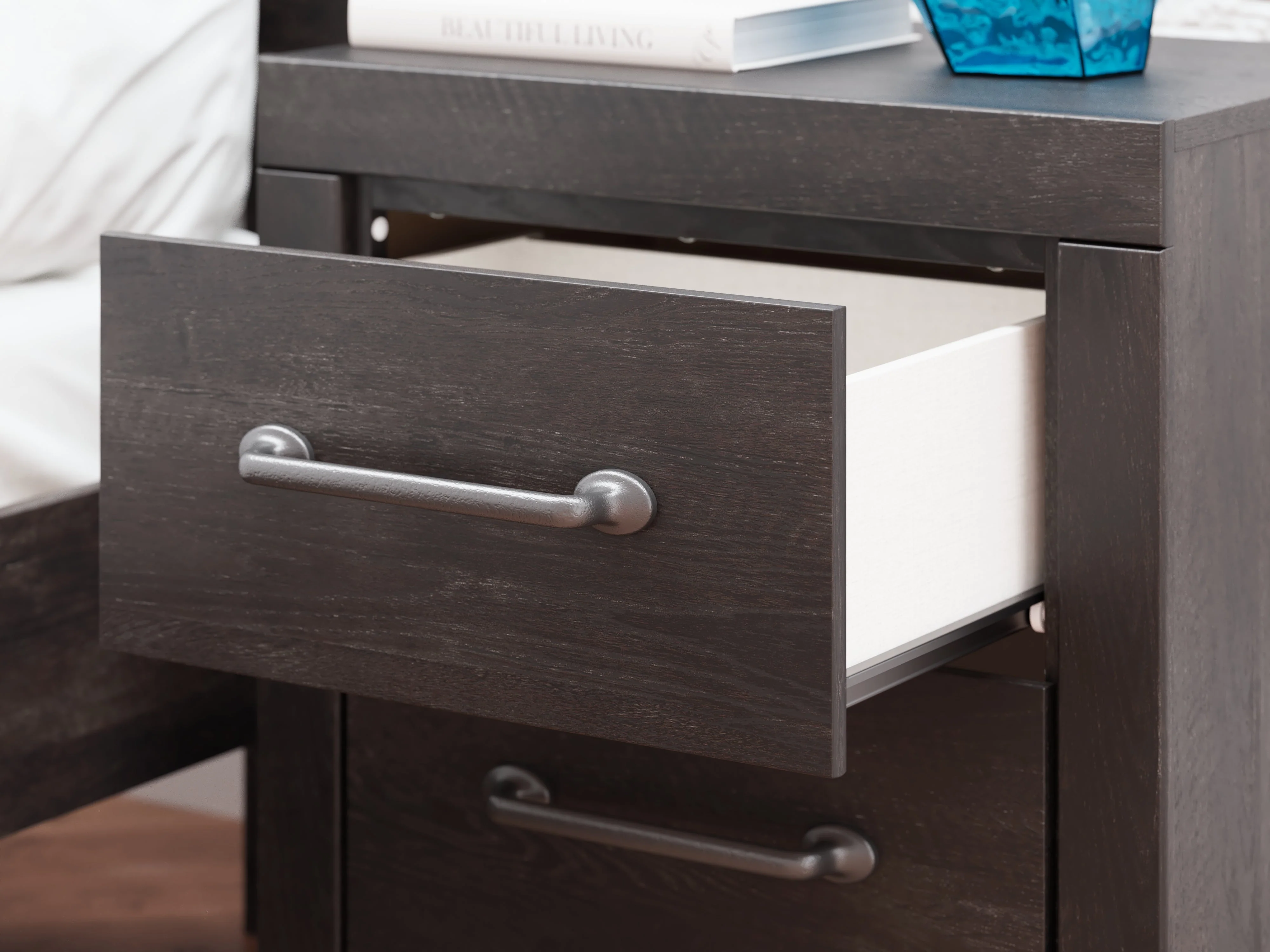 Hollivern Twin Panel Storage Bed with Mirrored Dresser, Chest and 2 Nightstands in Dark Gray - Image 43