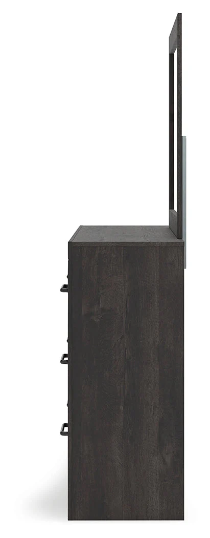 Hollivern Twin Panel Storage Bed with Mirrored Dresser, Chest and 2 Nightstands in Dark Gray - Image 7